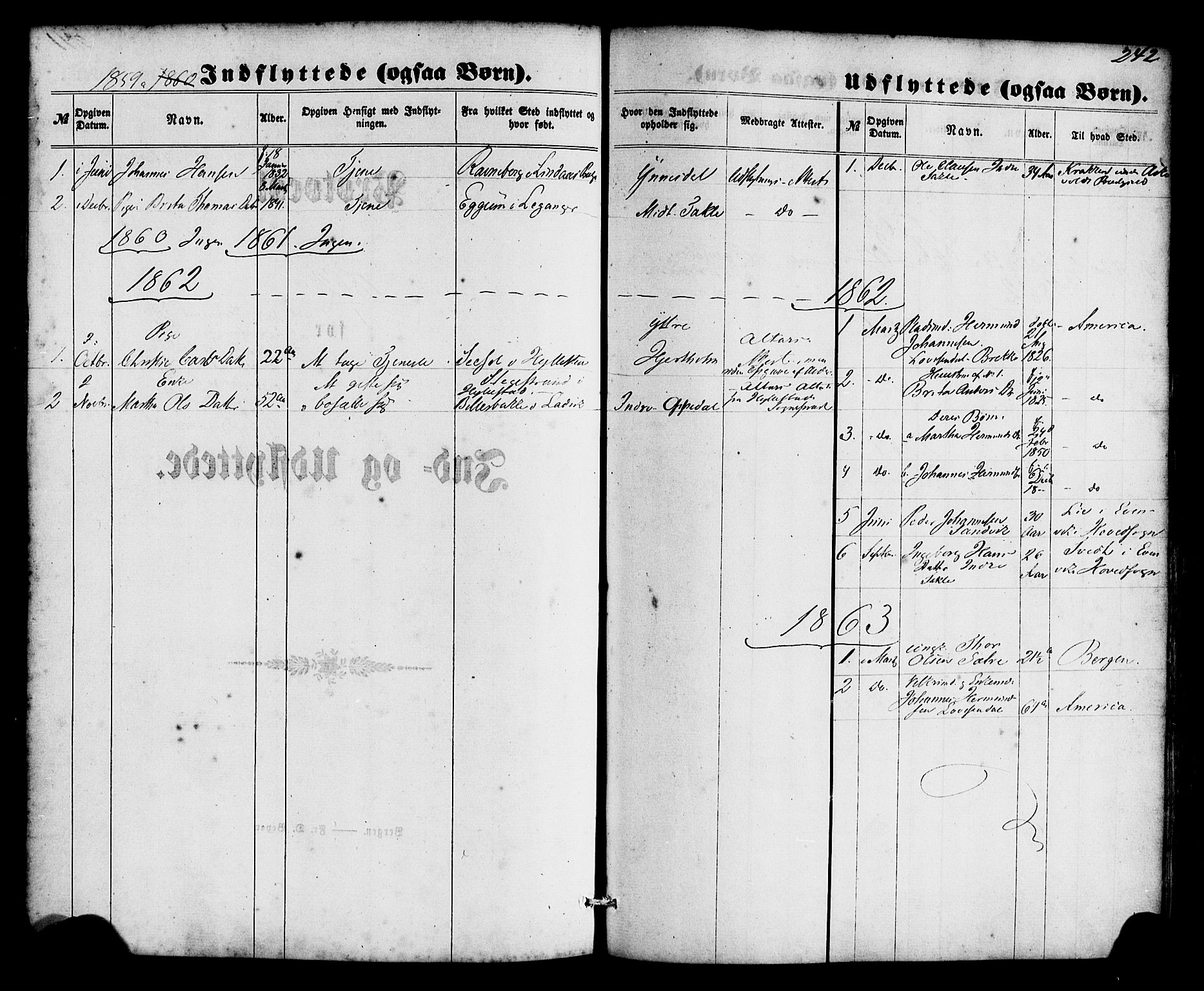 Gulen sokneprestembete, SAB/A-80201/H/Haa/Haac/L0001: Parish register (official) no. C 1, 1859-1881, p. 242