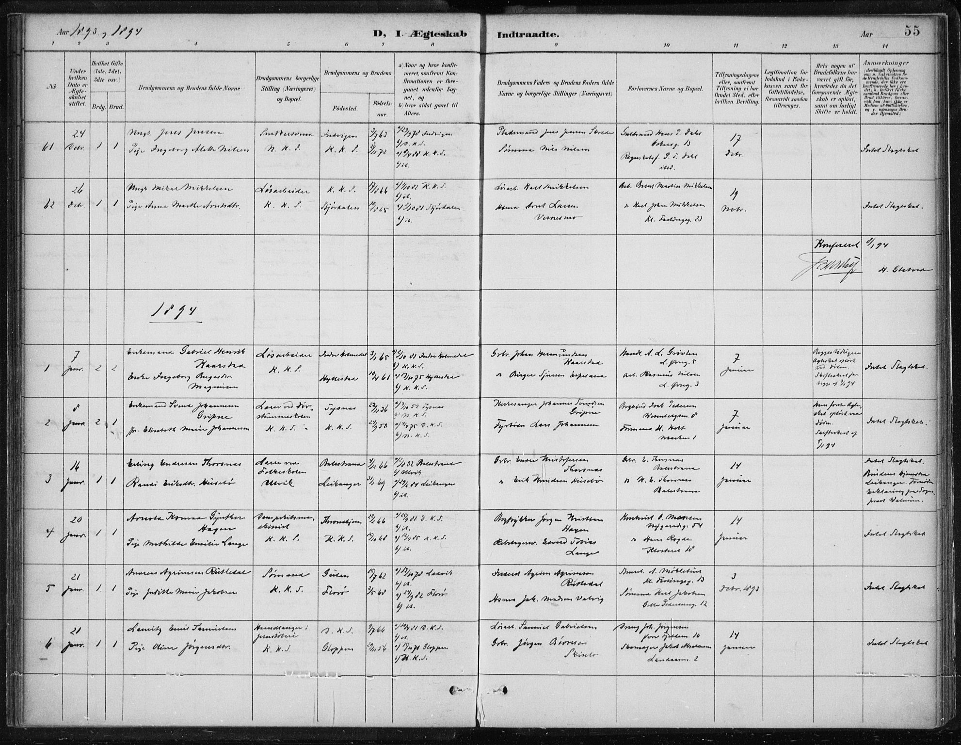 Korskirken sokneprestembete, AV/SAB-A-76101/H/Hab: Parish register (copy) no. D 3, 1887-1906, p. 55