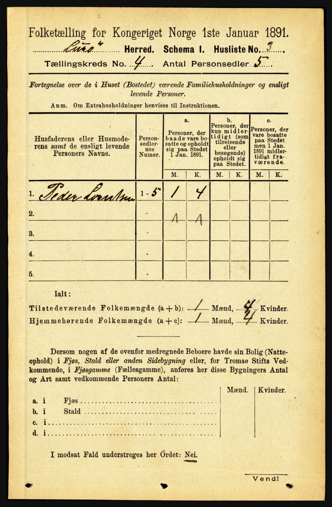 RA, 1891 census for 1834 Lurøy, 1891, p. 1940