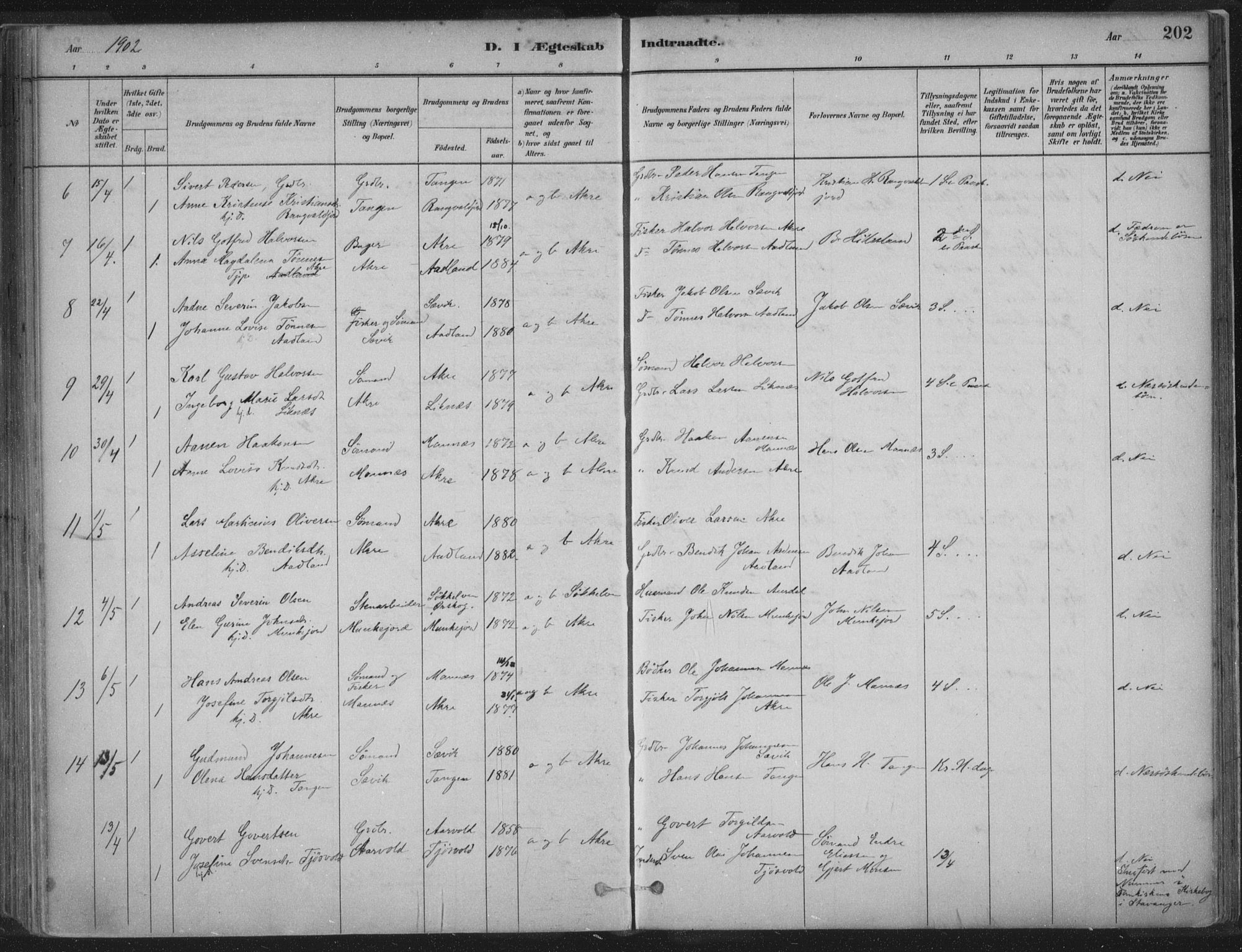 Kopervik sokneprestkontor, SAST/A-101850/H/Ha/Haa/L0004: Parish register (official) no. A 4, 1882-1905, p. 202