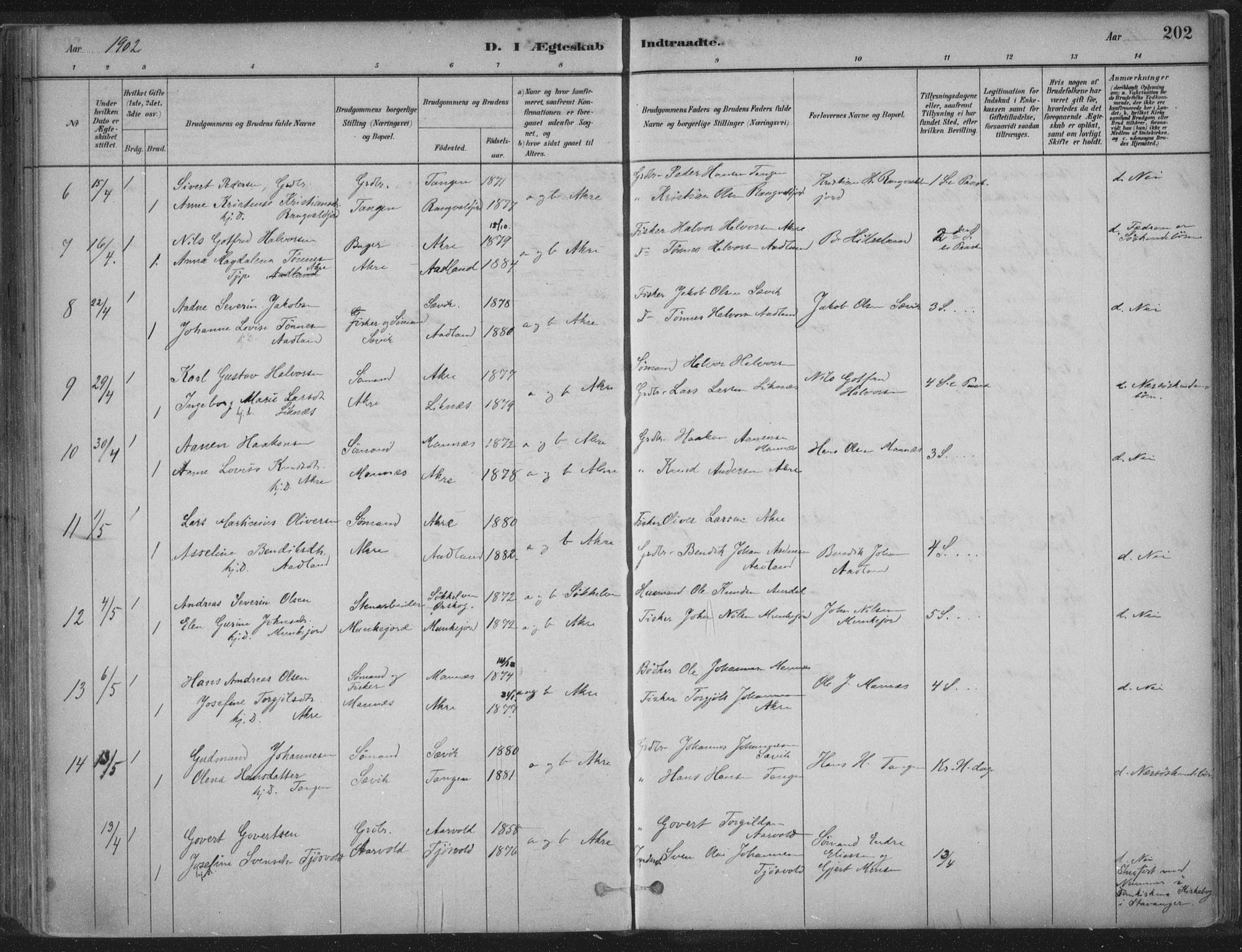 Kopervik sokneprestkontor, AV/SAST-A-101850/H/Ha/Haa/L0004: Parish register (official) no. A 4, 1882-1905, p. 202