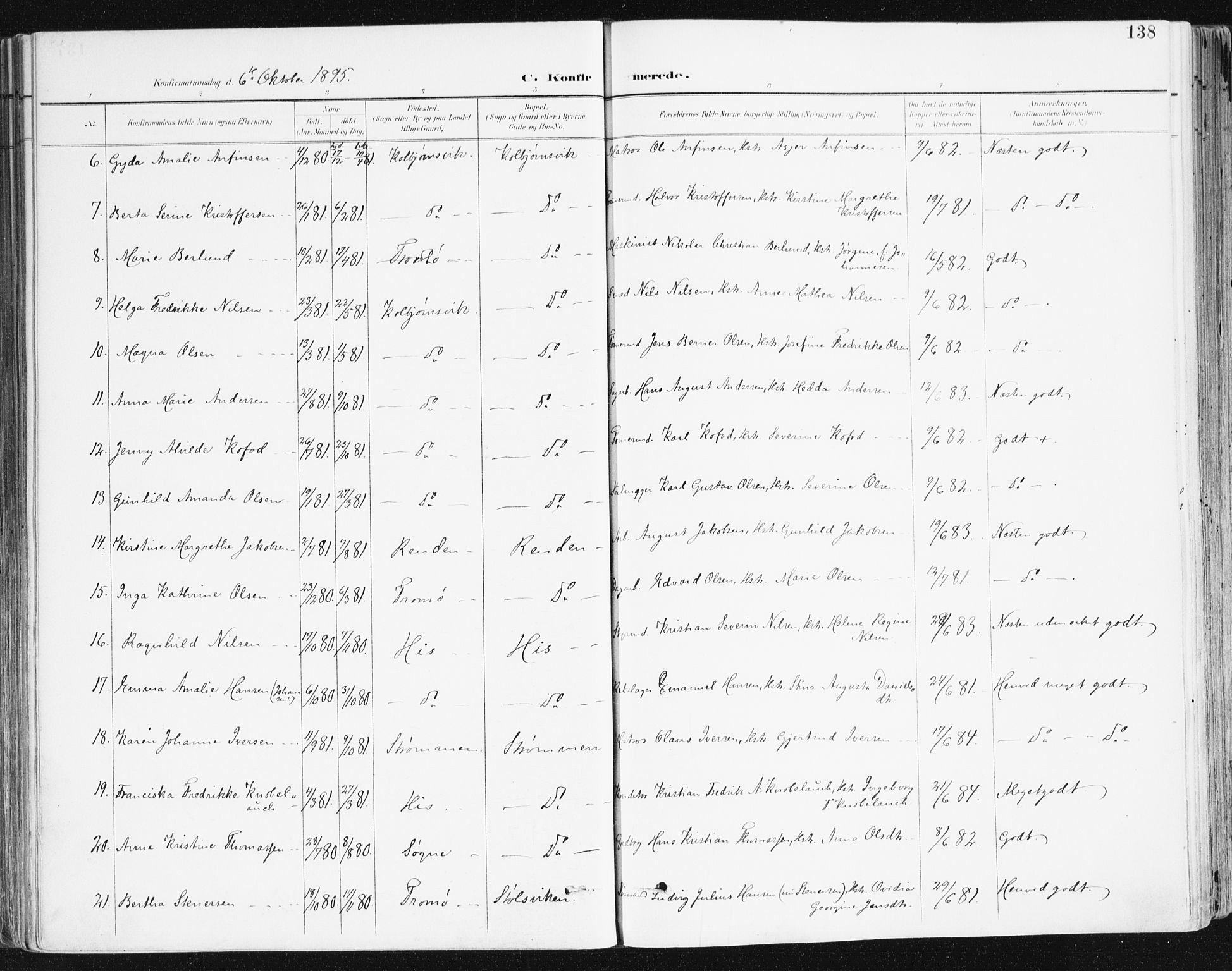 Hisøy sokneprestkontor, AV/SAK-1111-0020/F/Fa/L0004: Parish register (official) no. A 4, 1895-1917, p. 138