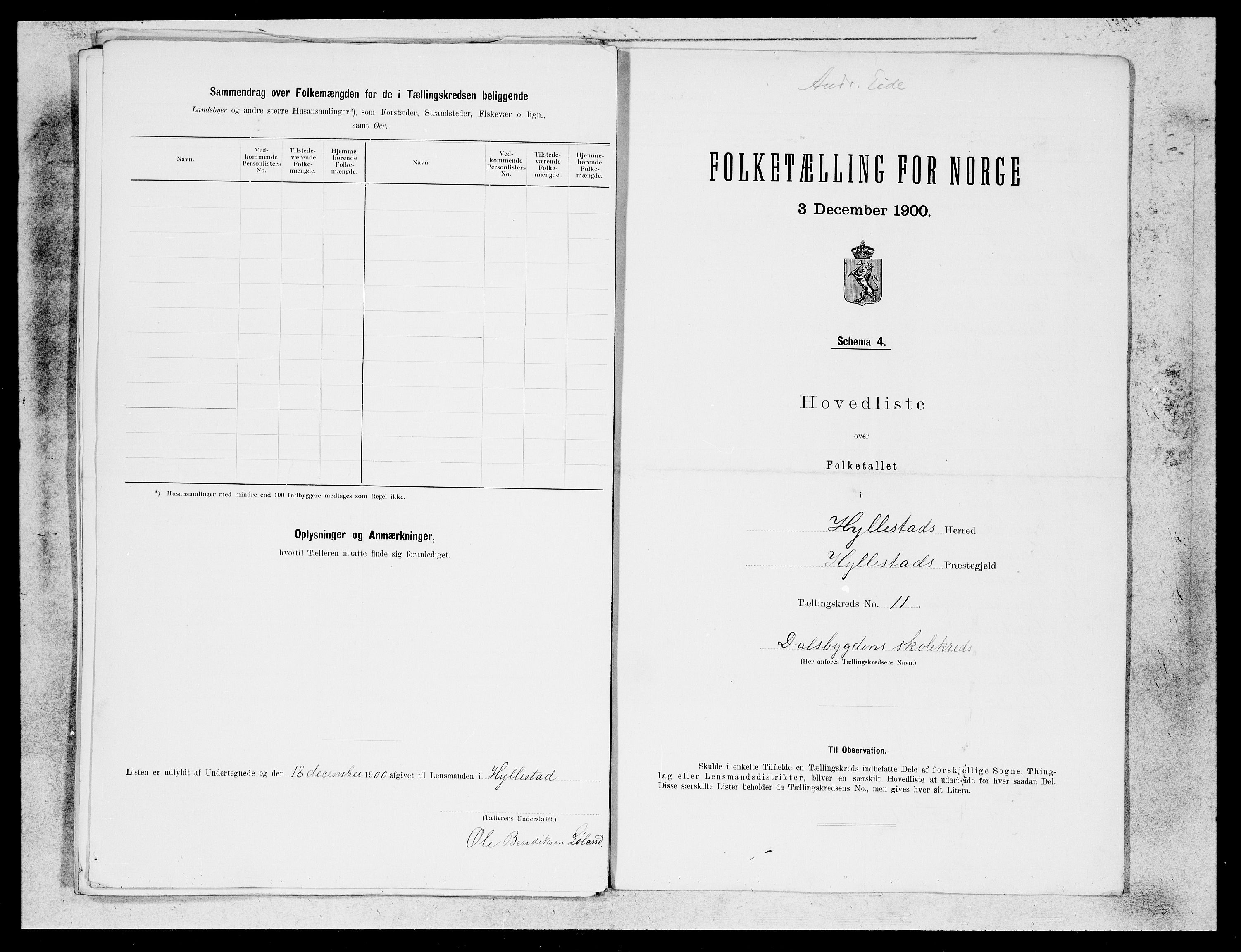 SAB, 1900 census for Hyllestad, 1900, p. 24