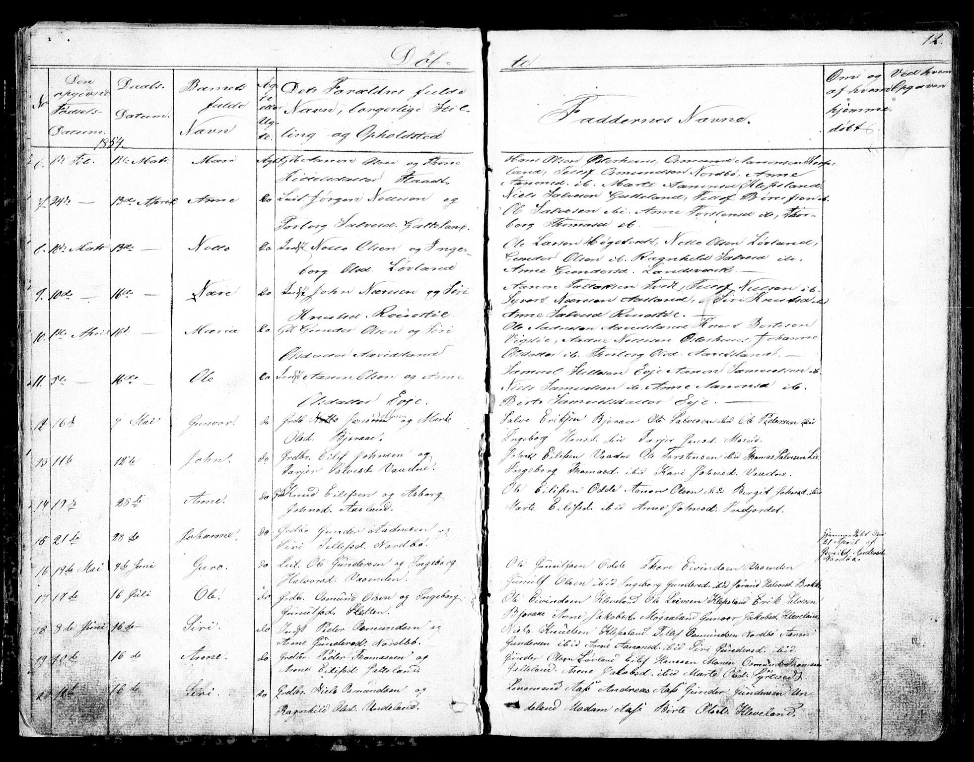 Evje sokneprestkontor, AV/SAK-1111-0008/F/Fb/Fba/L0002: Parish register (copy) no. B 2, 1849-1896, p. 12