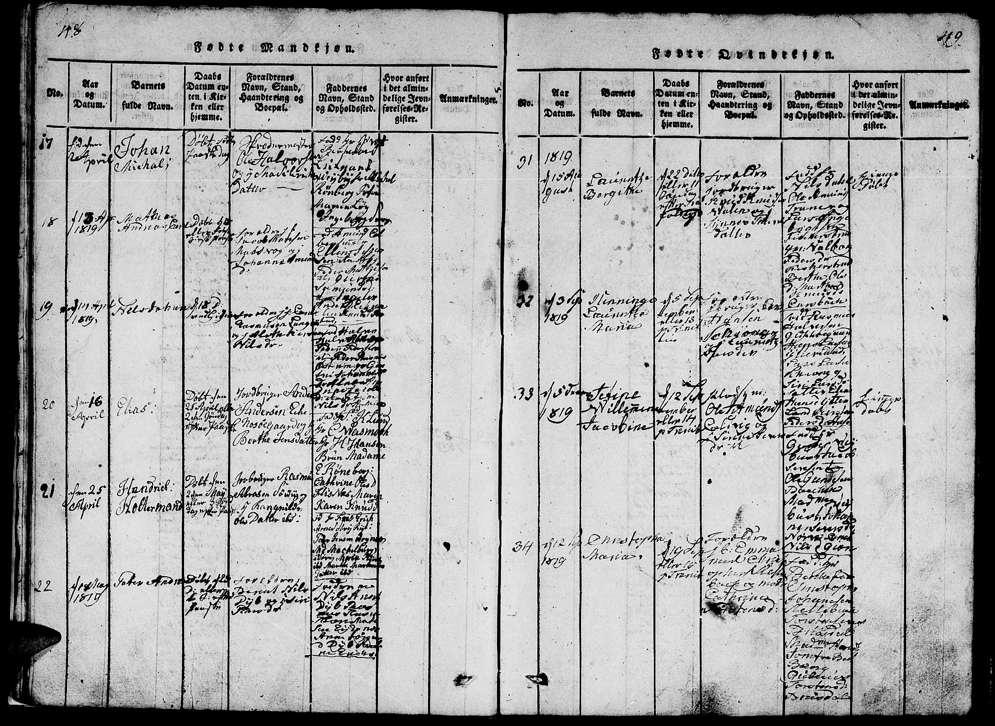 Ministerialprotokoller, klokkerbøker og fødselsregistre - Møre og Romsdal, AV/SAT-A-1454/528/L0423: Parish register (copy) no. 528C04, 1816-1827, p. 48-49