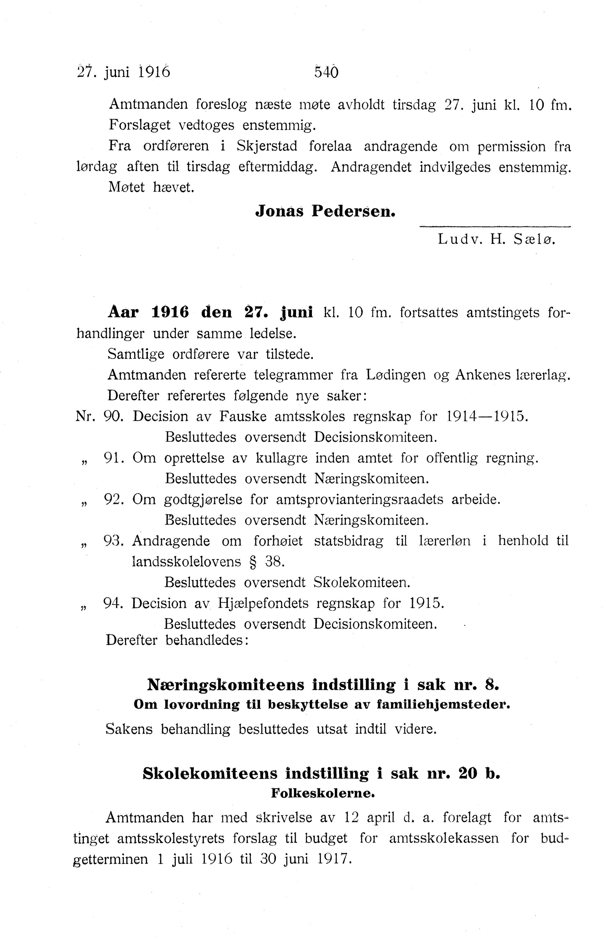 Nordland Fylkeskommune. Fylkestinget, AIN/NFK-17/176/A/Ac/L0039: Fylkestingsforhandlinger 1916, 1916, p. 540