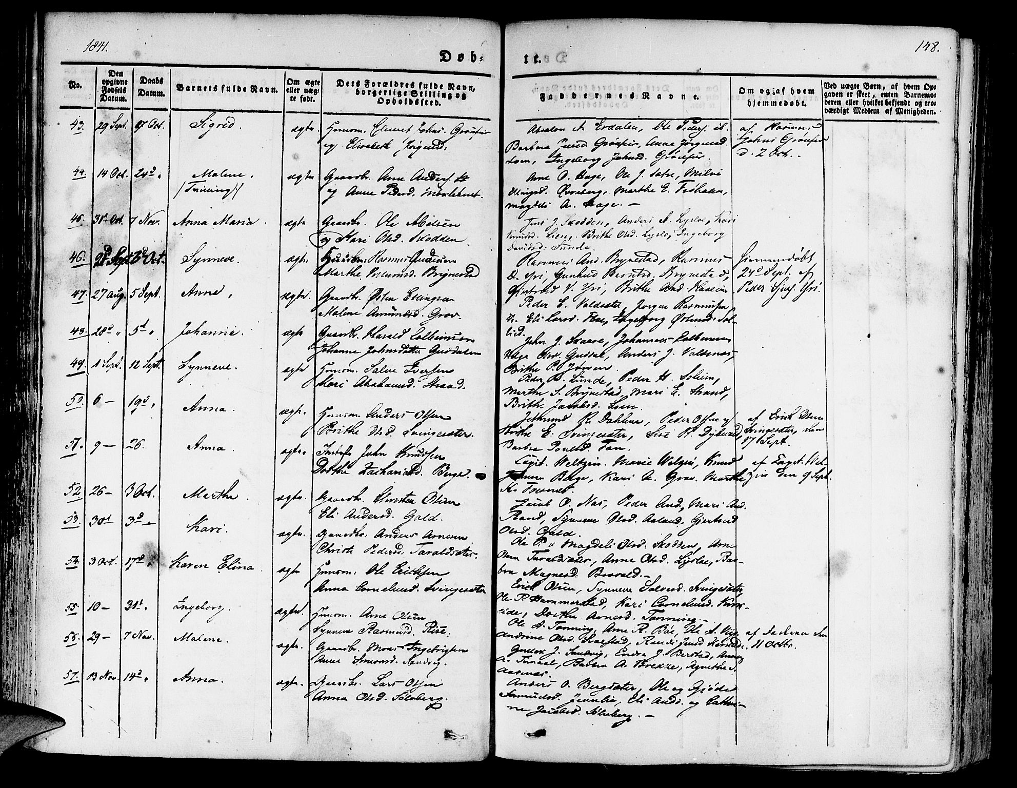 Innvik sokneprestembete, AV/SAB-A-80501: Parish register (official) no. A 4I, 1831-1846, p. 148