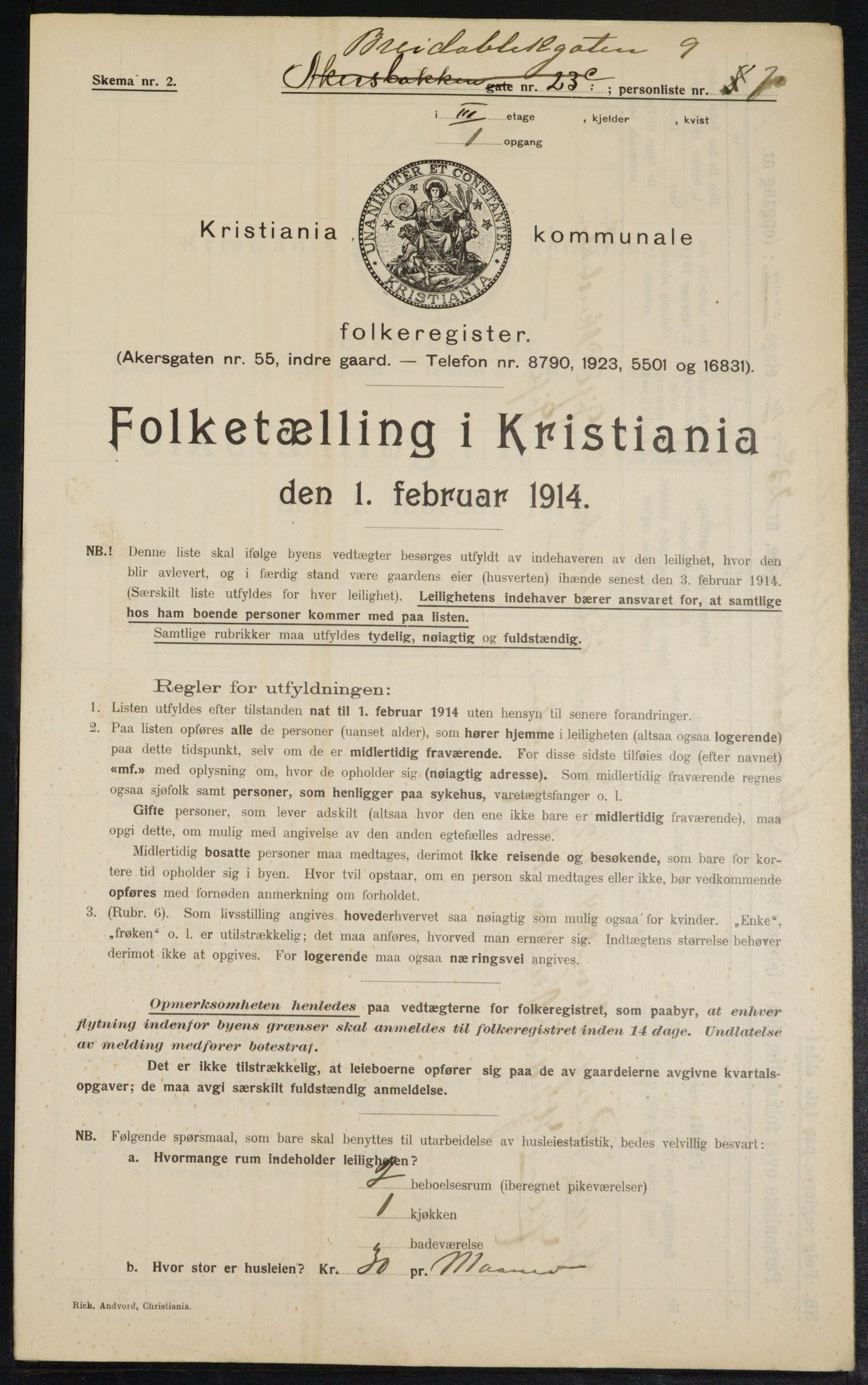 OBA, Municipal Census 1914 for Kristiania, 1914, p. 8127