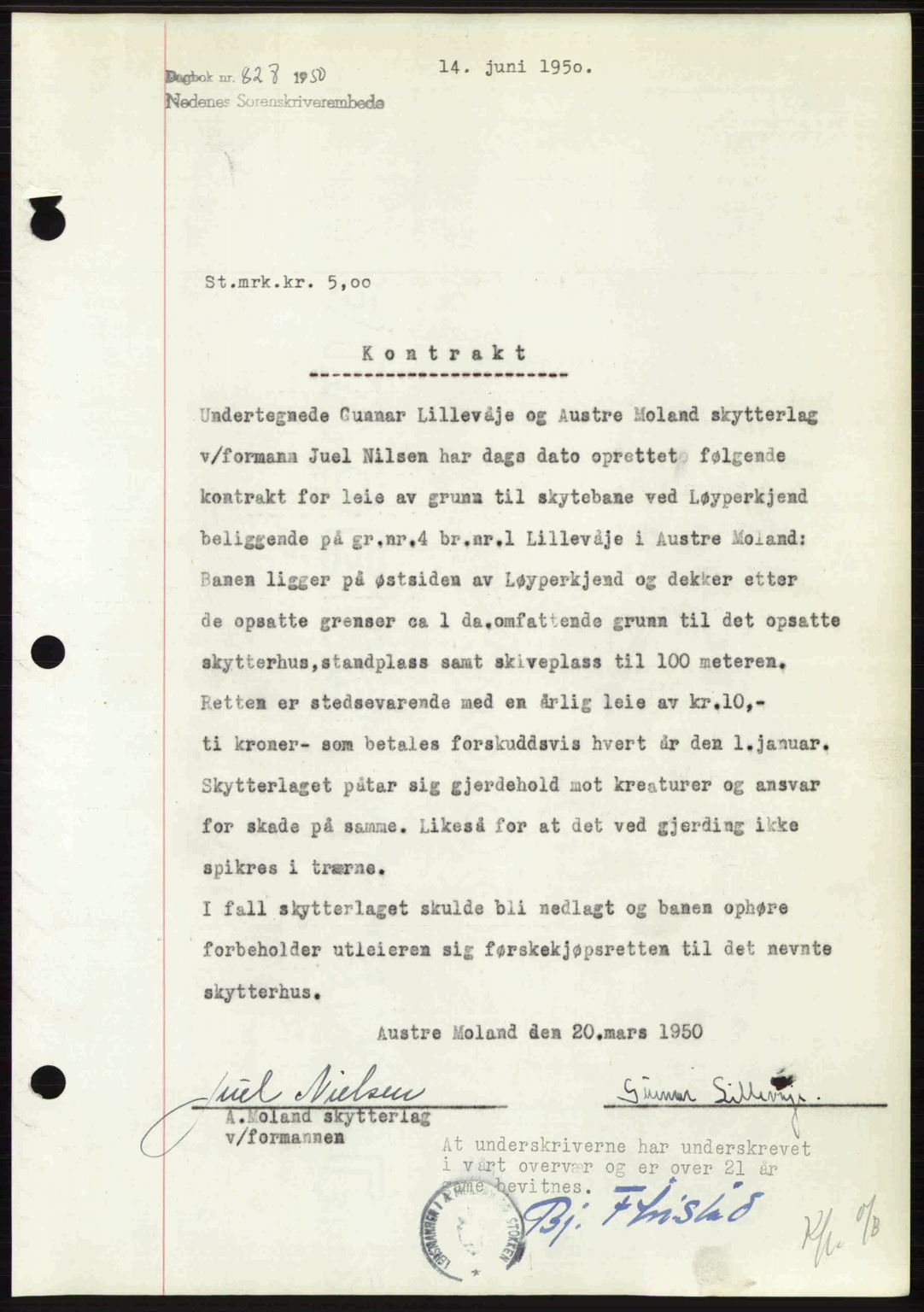 Nedenes sorenskriveri, AV/SAK-1221-0006/G/Gb/Gba/L0062: Mortgage book no. A14, 1949-1950, Diary no: : 827/1950
