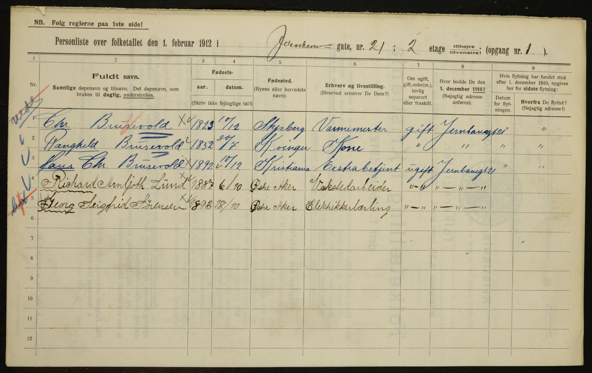 OBA, Municipal Census 1912 for Kristiania, 1912, p. 47223