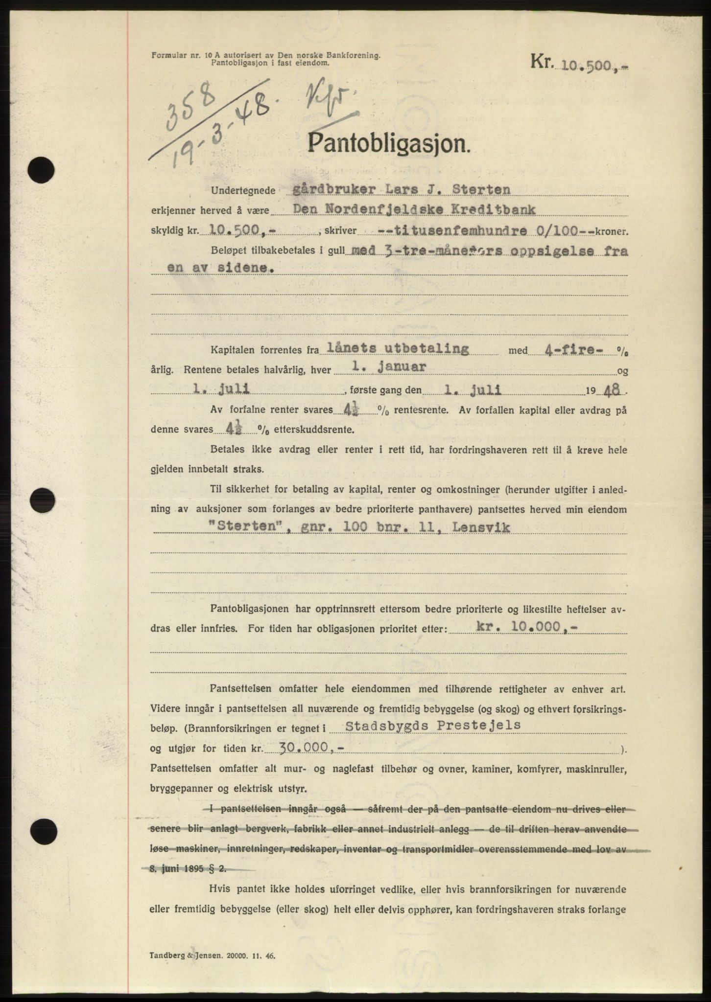 Fosen sorenskriveri, AV/SAT-A-1107/1/2/2C: Mortgage book no. B, 1946-1950, Deed date: 19.03.1948