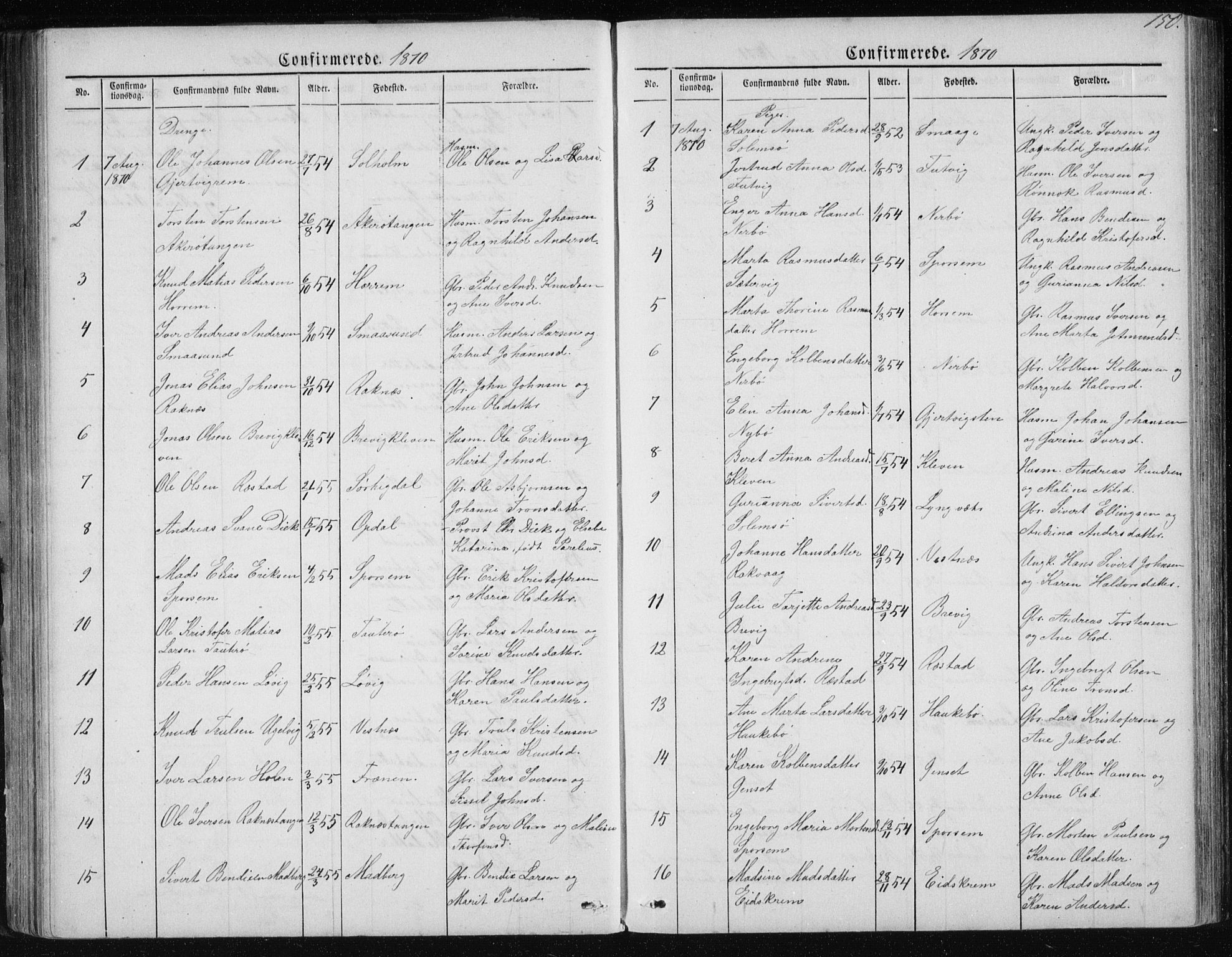 Ministerialprotokoller, klokkerbøker og fødselsregistre - Møre og Romsdal, AV/SAT-A-1454/560/L0724: Parish register (copy) no. 560C01, 1867-1892, p. 150