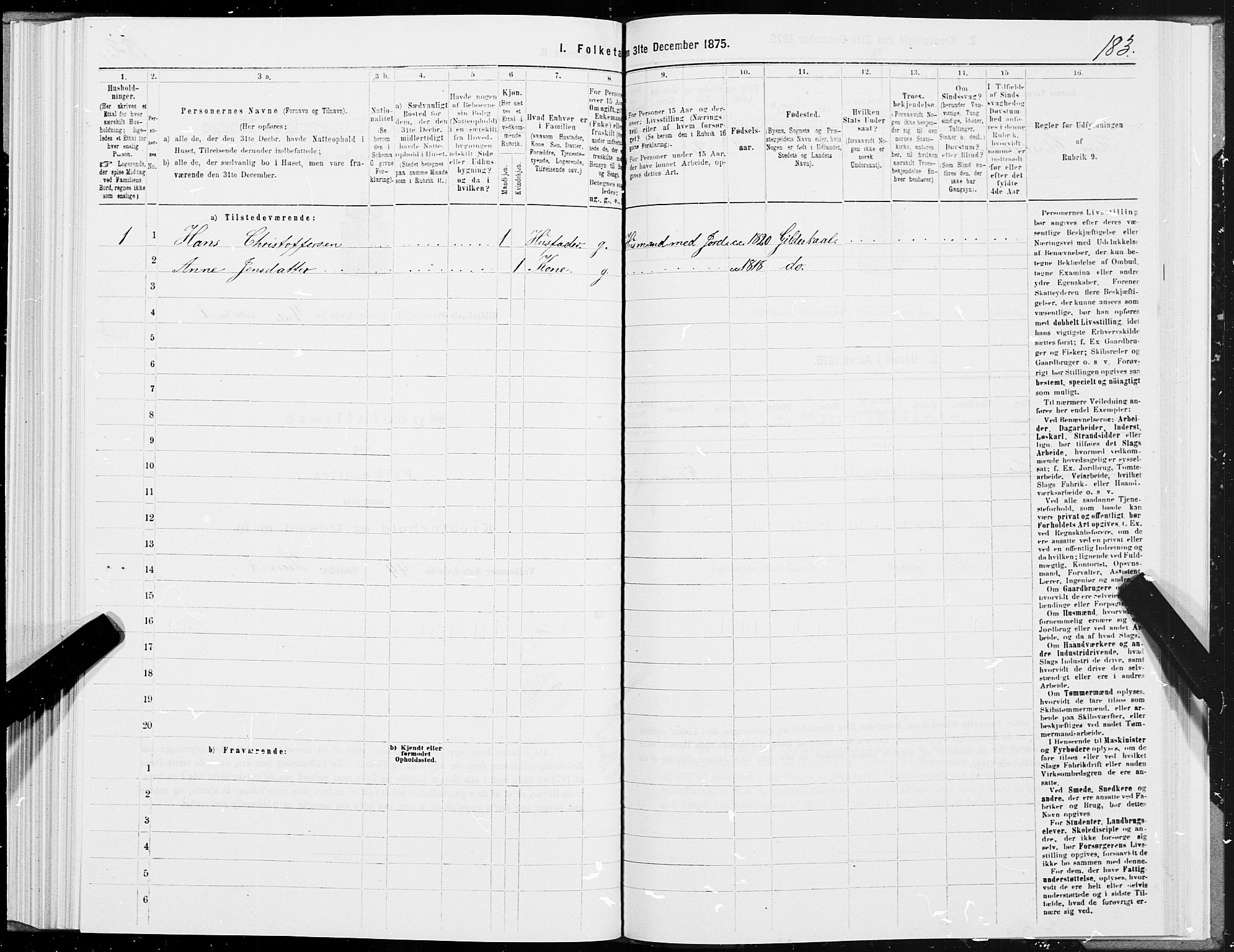 SAT, 1875 census for 1838P Gildeskål, 1875, p. 2183