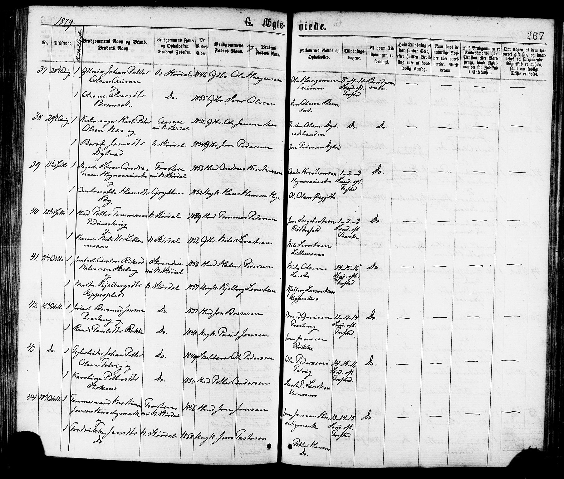 Ministerialprotokoller, klokkerbøker og fødselsregistre - Nord-Trøndelag, AV/SAT-A-1458/709/L0076: Parish register (official) no. 709A16, 1871-1879, p. 267