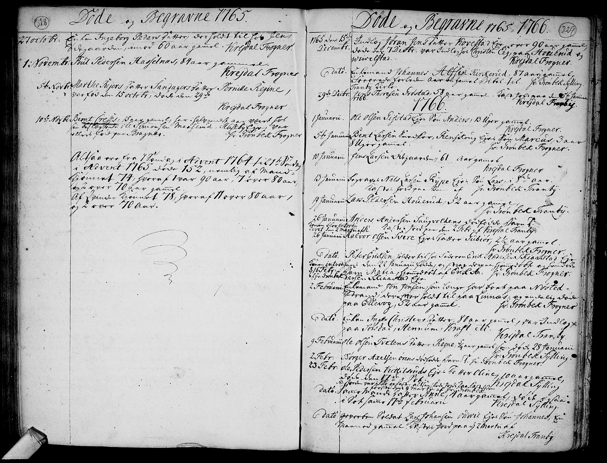 Lier kirkebøker, AV/SAKO-A-230/F/Fa/L0005: Parish register (official) no. I 5, 1764-1777, p. 328-329