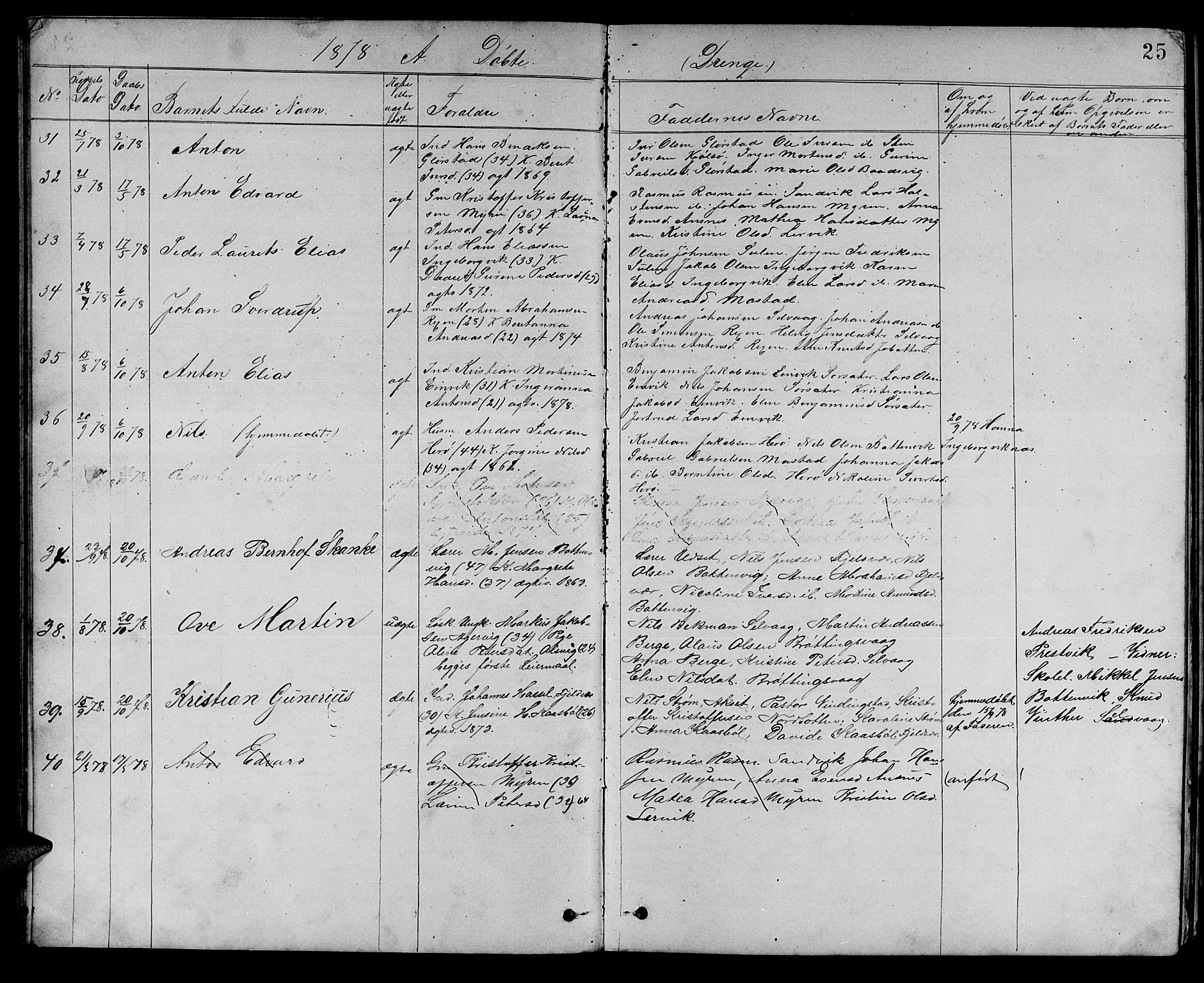 Ministerialprotokoller, klokkerbøker og fødselsregistre - Sør-Trøndelag, SAT/A-1456/637/L0561: Parish register (copy) no. 637C02, 1873-1882, p. 25