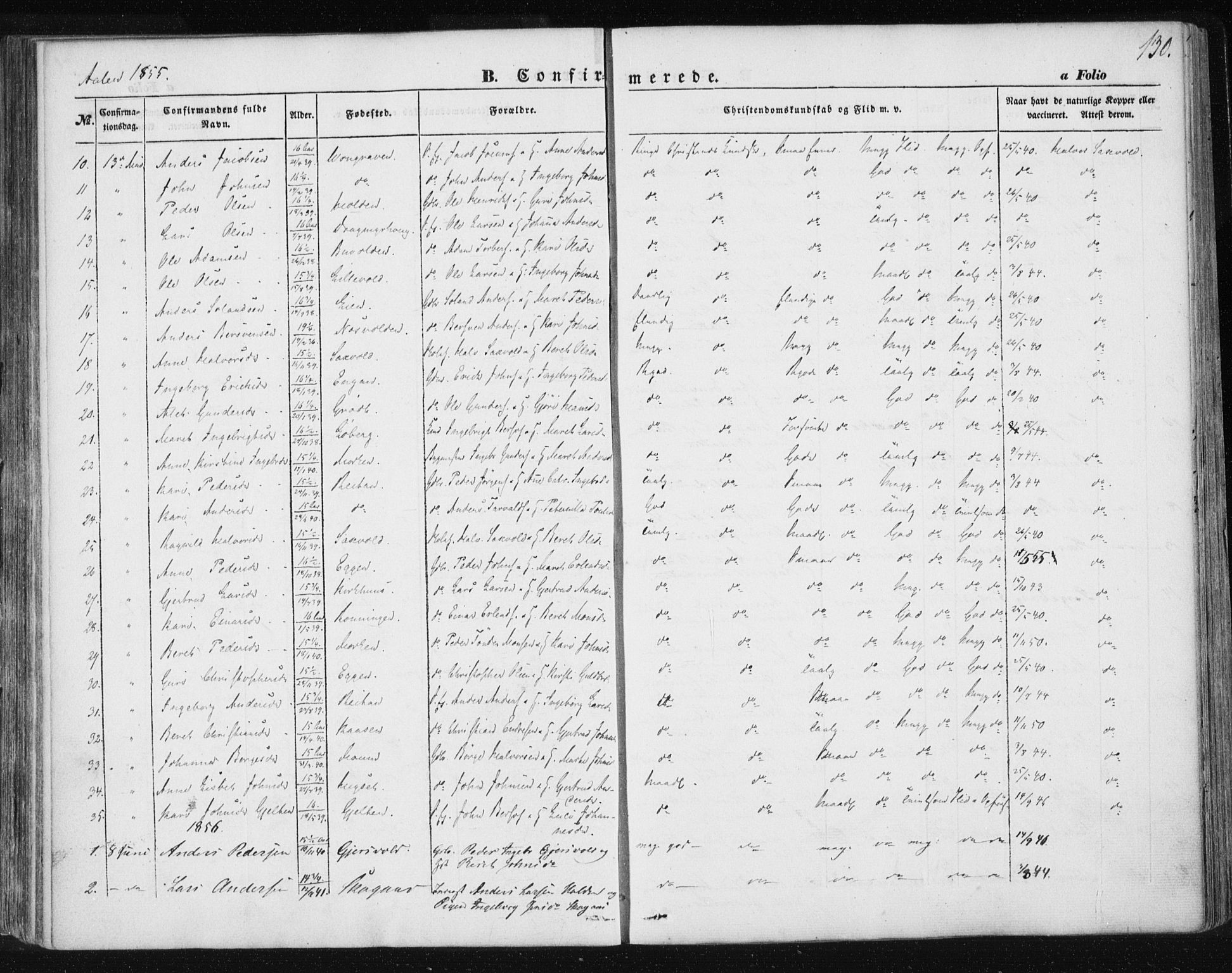 Ministerialprotokoller, klokkerbøker og fødselsregistre - Sør-Trøndelag, SAT/A-1456/685/L0965: Parish register (official) no. 685A06 /3, 1846-1859, p. 130