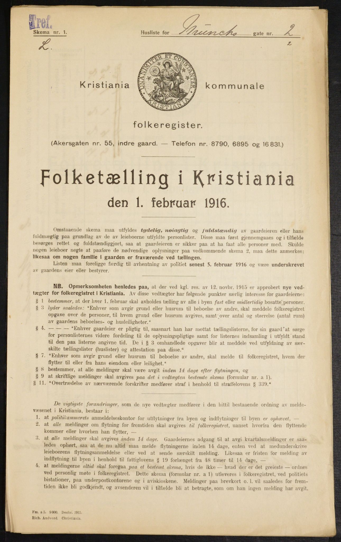 OBA, Municipal Census 1916 for Kristiania, 1916, p. 68303