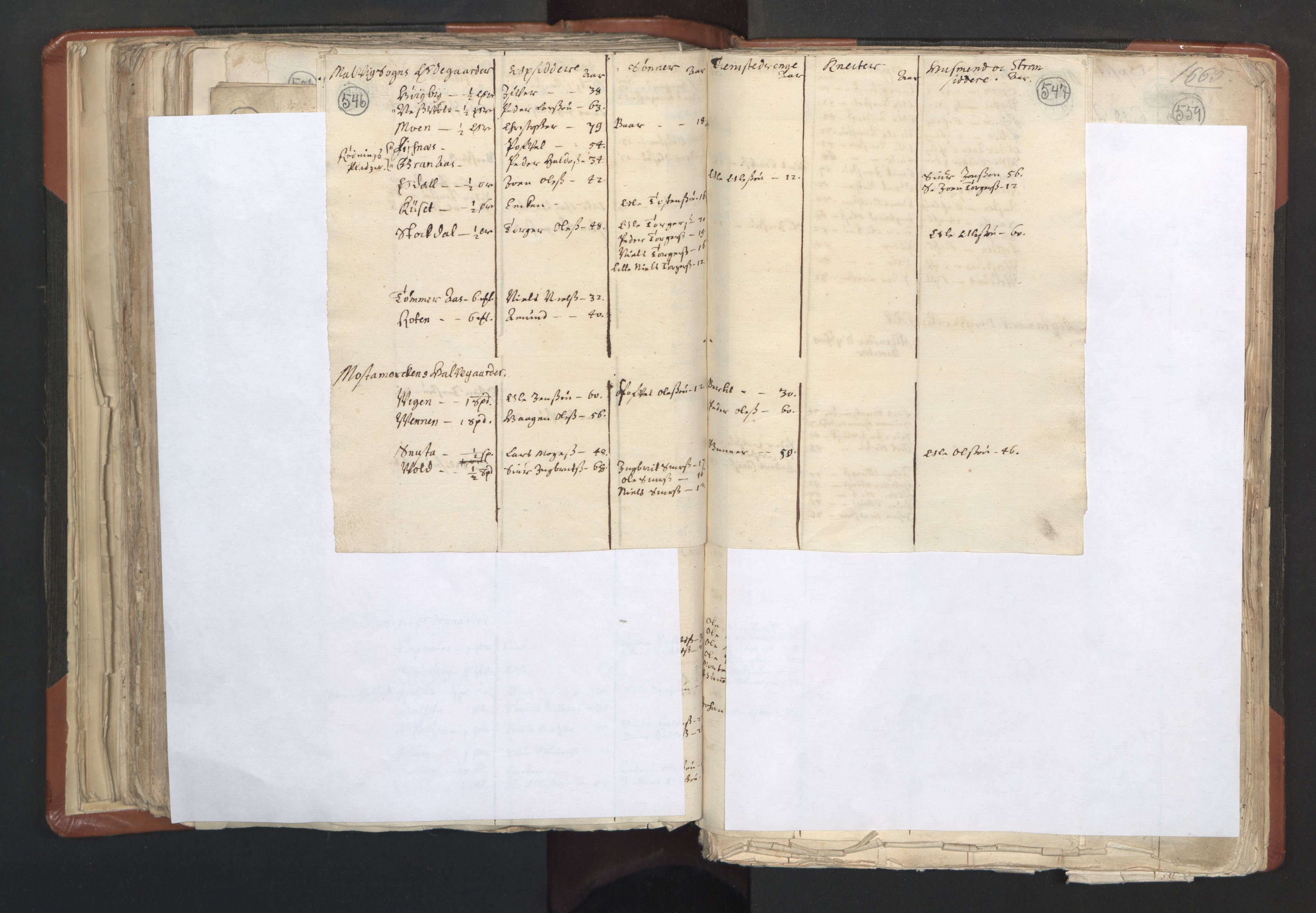 RA, Vicar's Census 1664-1666, no. 31: Dalane deanery, 1664-1666, p. 546-547