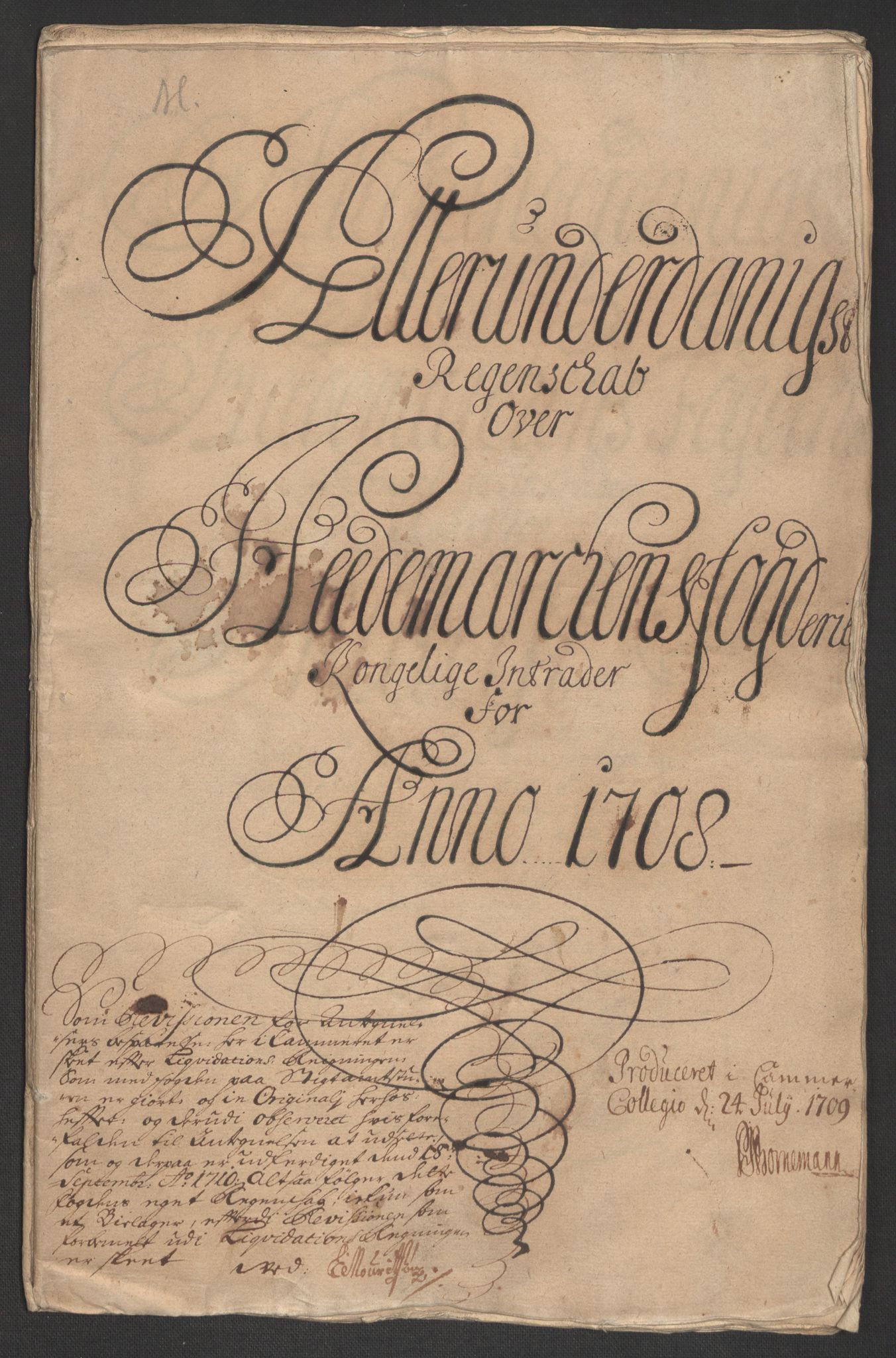Rentekammeret inntil 1814, Reviderte regnskaper, Fogderegnskap, RA/EA-4092/R16/L1044: Fogderegnskap Hedmark, 1708, p. 3