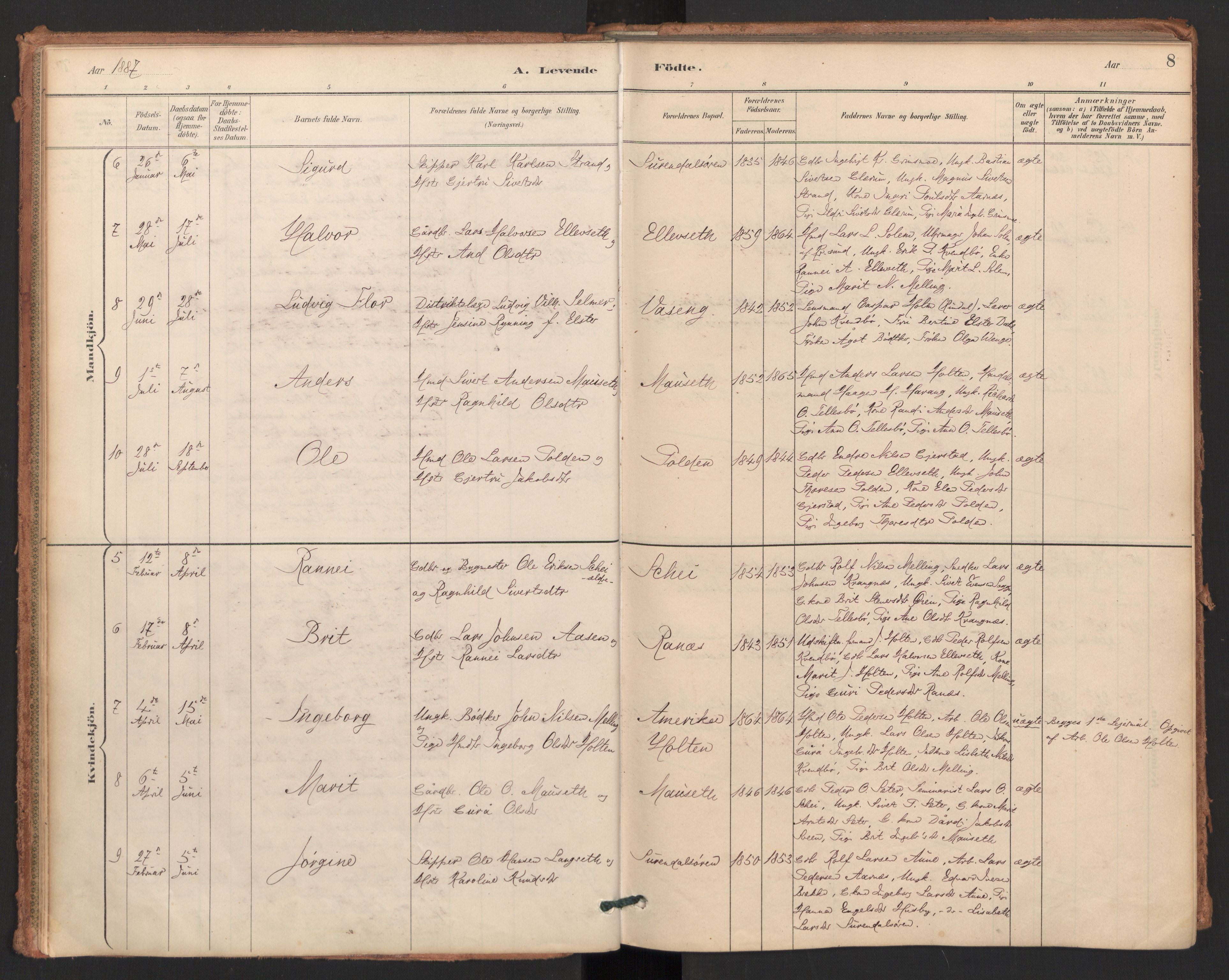 Ministerialprotokoller, klokkerbøker og fødselsregistre - Møre og Romsdal, SAT/A-1454/596/L1056: Parish register (official) no. 596A01, 1885-1900, p. 8