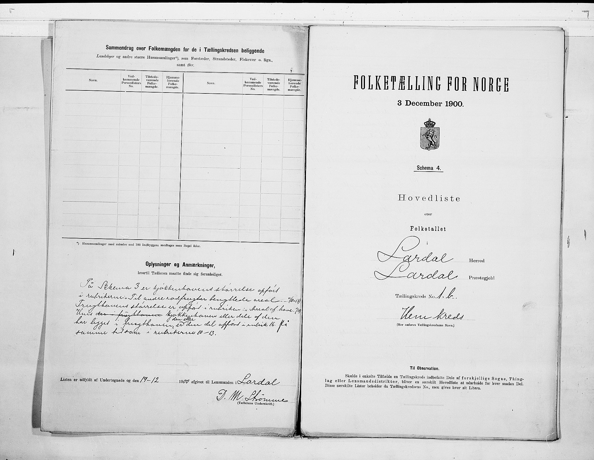 RA, 1900 census for Lardal, 1900, p. 6