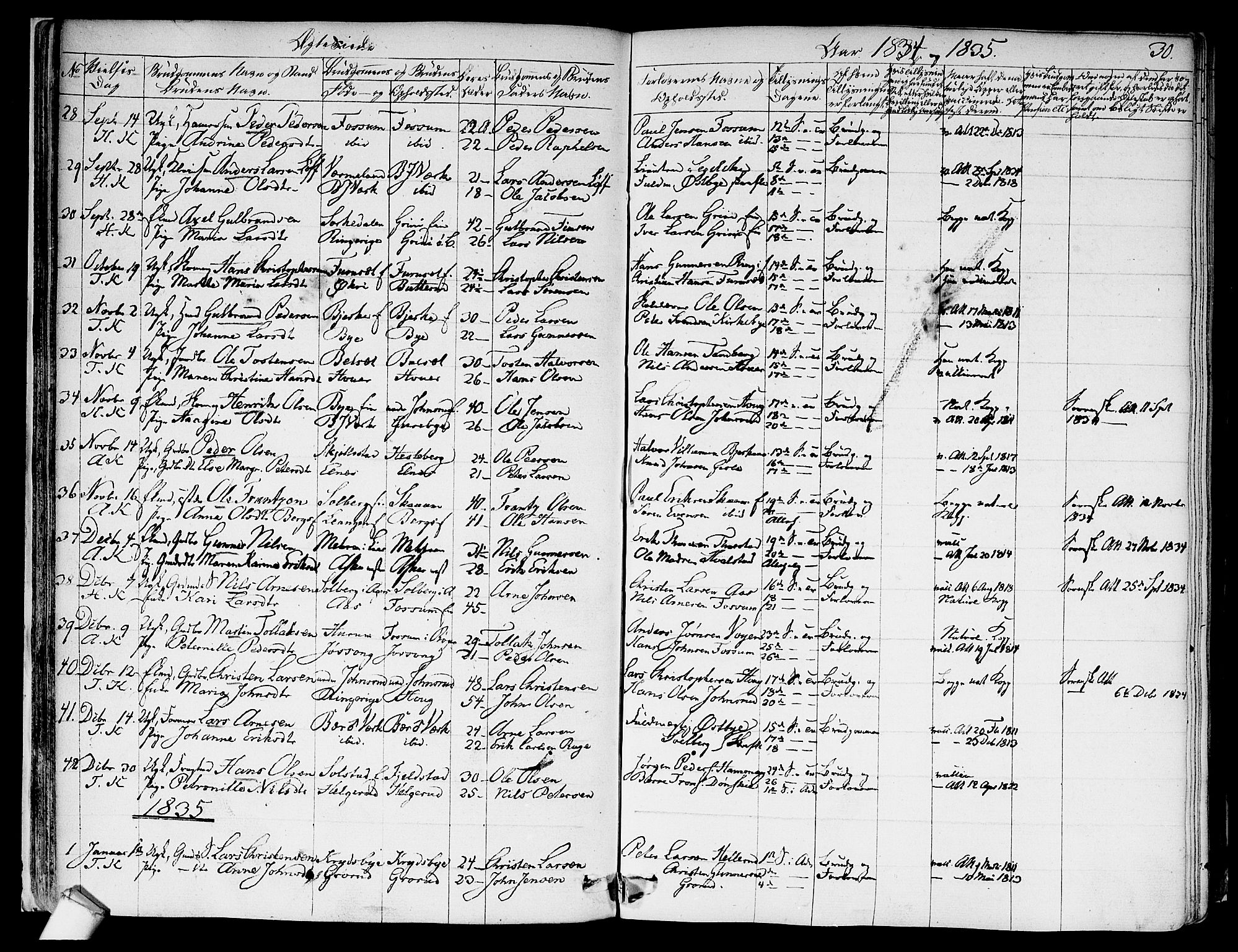 Asker prestekontor Kirkebøker, SAO/A-10256a/F/Fa/L0010: Parish register (official) no. I 10, 1825-1878, p. 30