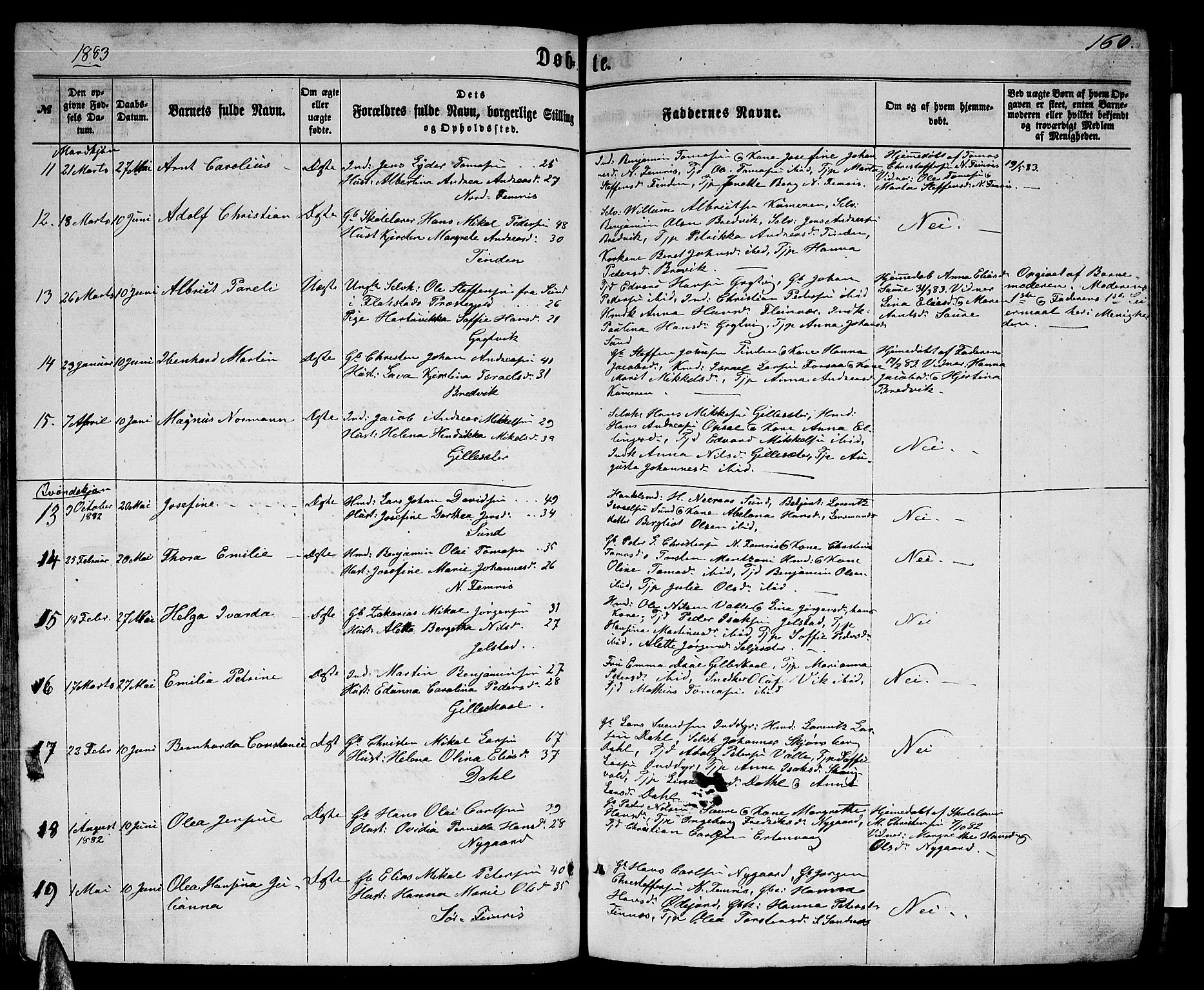 Ministerialprotokoller, klokkerbøker og fødselsregistre - Nordland, SAT/A-1459/805/L0107: Parish register (copy) no. 805C03, 1862-1885, p. 160