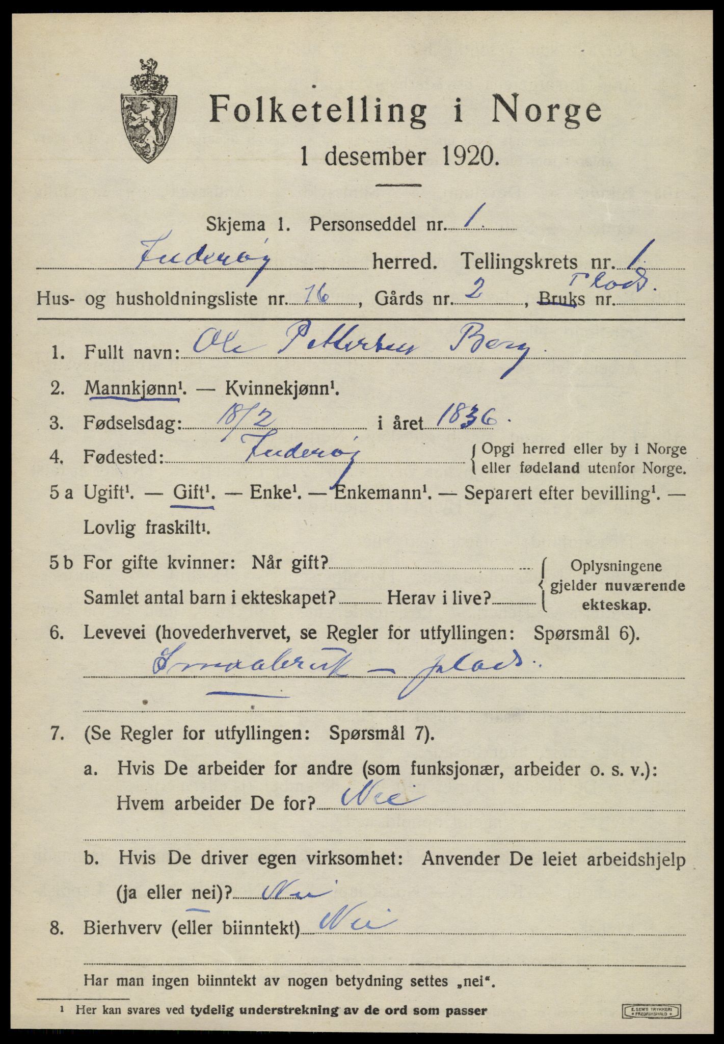 SAT, 1920 census for Inderøy, 1920, p. 1789