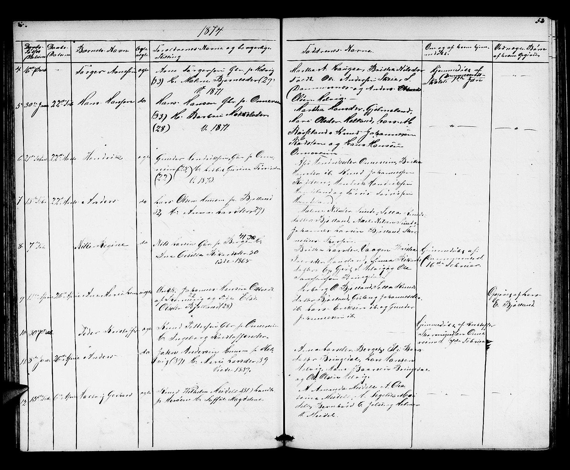 Husnes Sokneprestembete, AV/SAB-A-75901/H/Hab: Parish register (copy) no. A 1, 1856-1880, p. 52