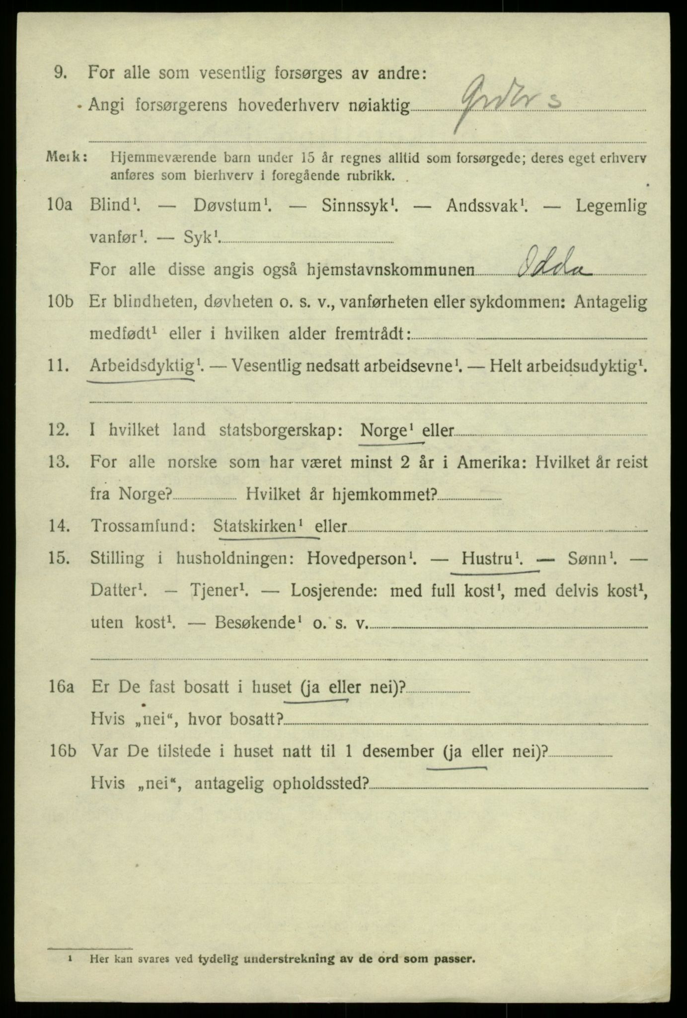 SAB, 1920 census for Odda, 1920, p. 10796