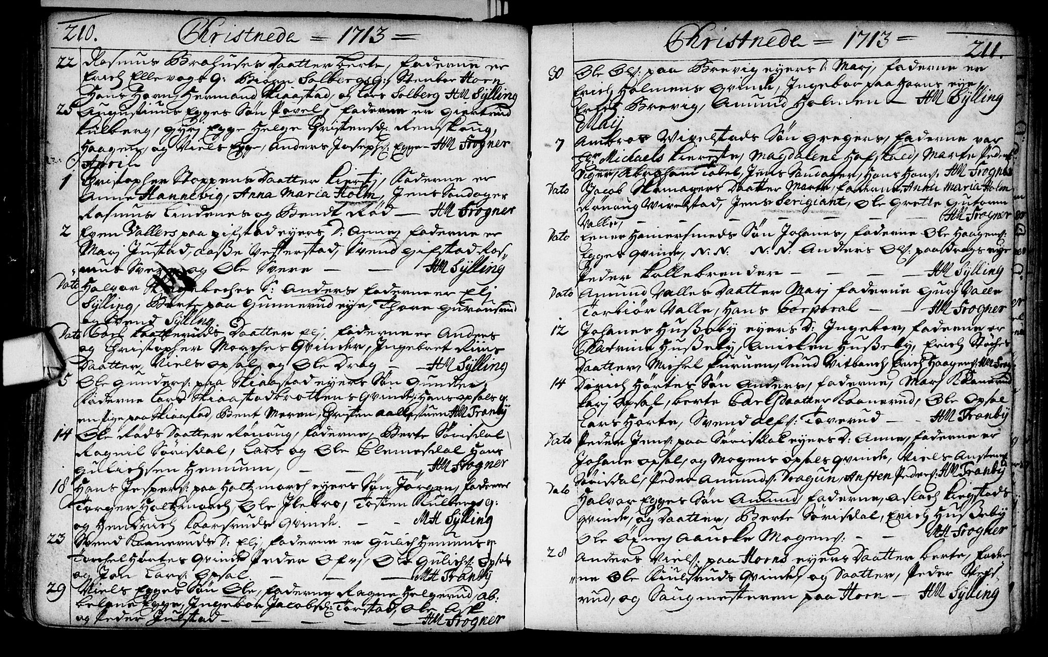 Lier kirkebøker, AV/SAKO-A-230/F/Fa/L0002: Parish register (official) no. I 2, 1701-1726, p. 210-211