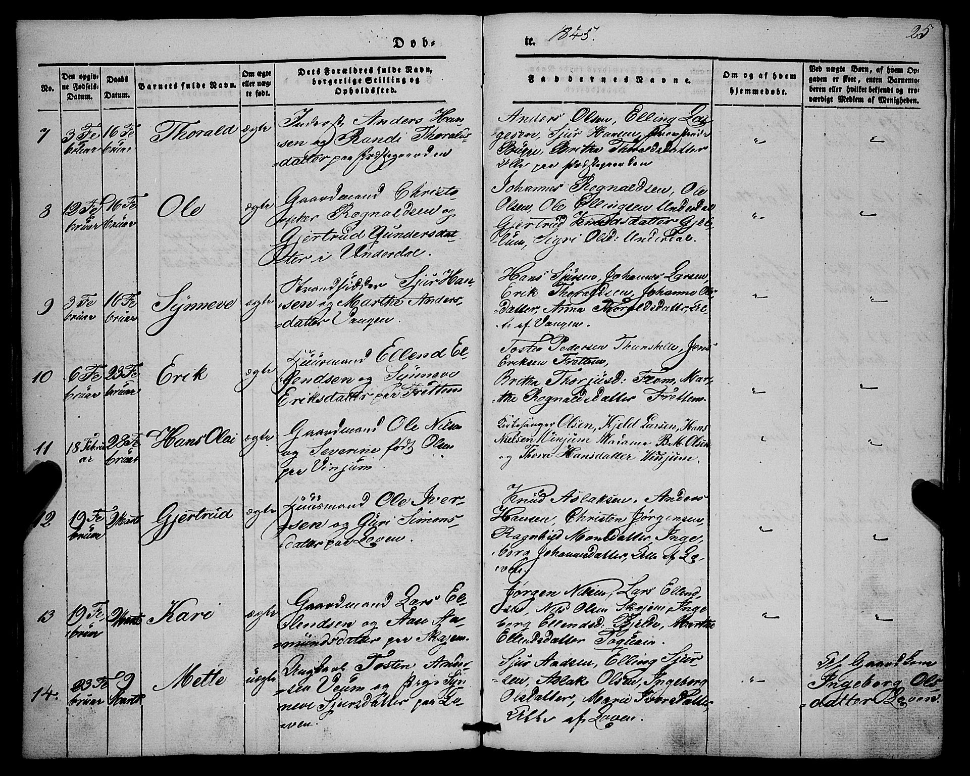 Aurland sokneprestembete, SAB/A-99937/H/Ha/Haa/L0007: Parish register (official) no. A 7, 1842-1853, p. 25
