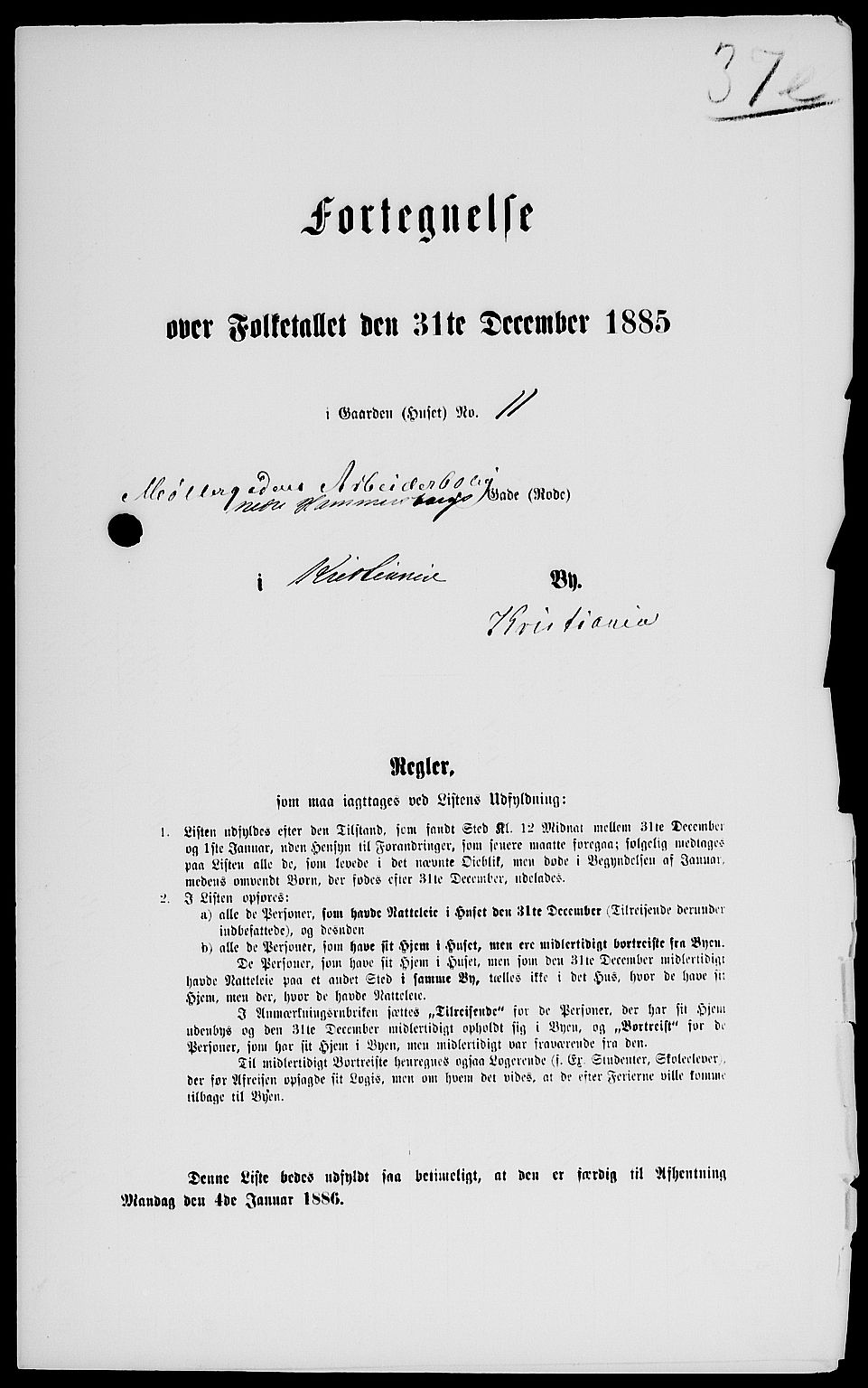 RA, 1885 census for 0301 Kristiania, 1885, p. 1622