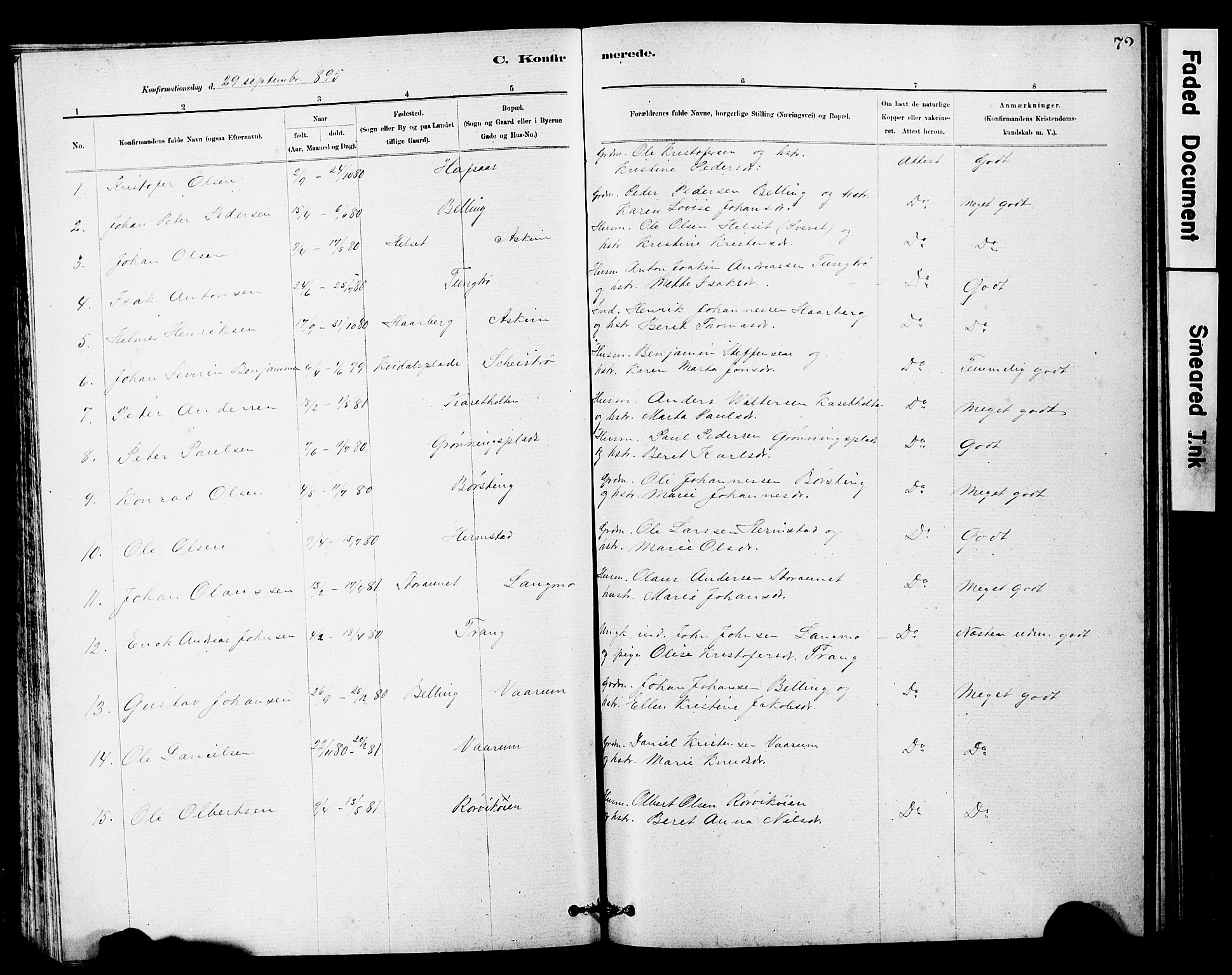 Ministerialprotokoller, klokkerbøker og fødselsregistre - Sør-Trøndelag, AV/SAT-A-1456/646/L0628: Parish register (copy) no. 646C01, 1880-1903, p. 72