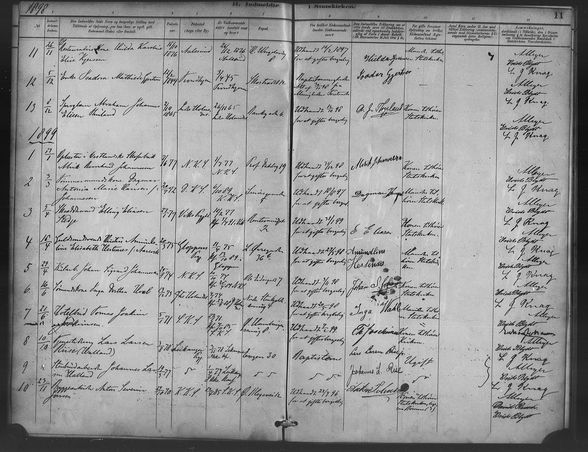 Korskirken sokneprestembete, SAB/A-76101/H/Haa/L0052: Parish register (official) no. G 2, 1887-1899, p. 11