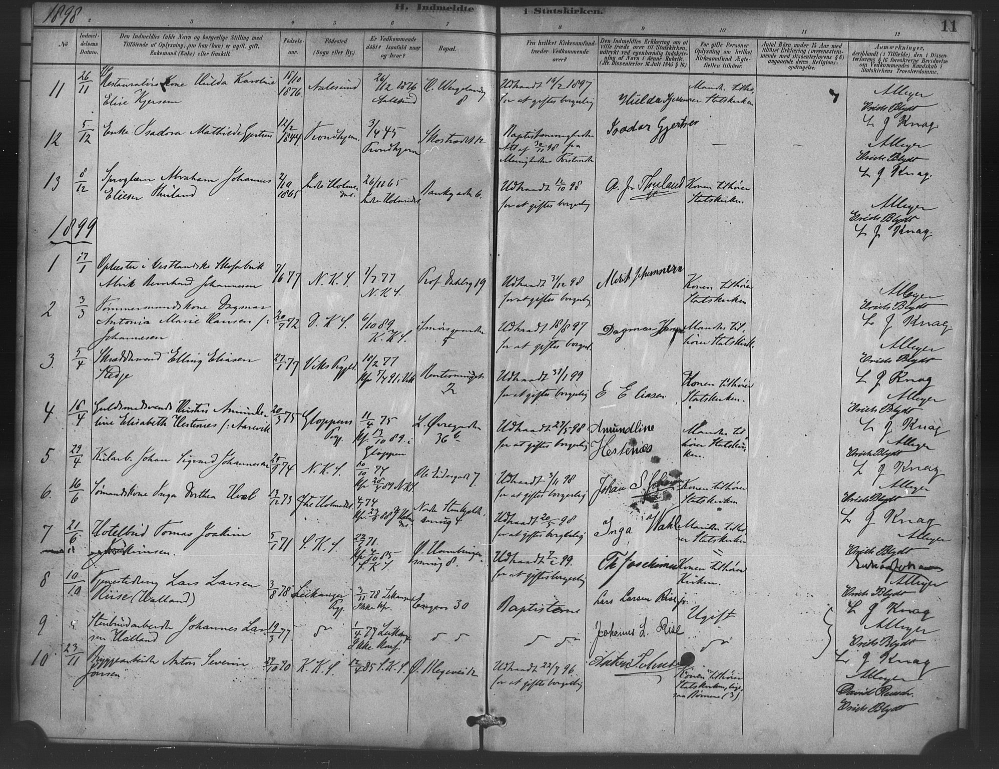 Korskirken sokneprestembete, AV/SAB-A-76101/H/Haa/L0052: Parish register (official) no. G 2, 1887-1899, p. 11