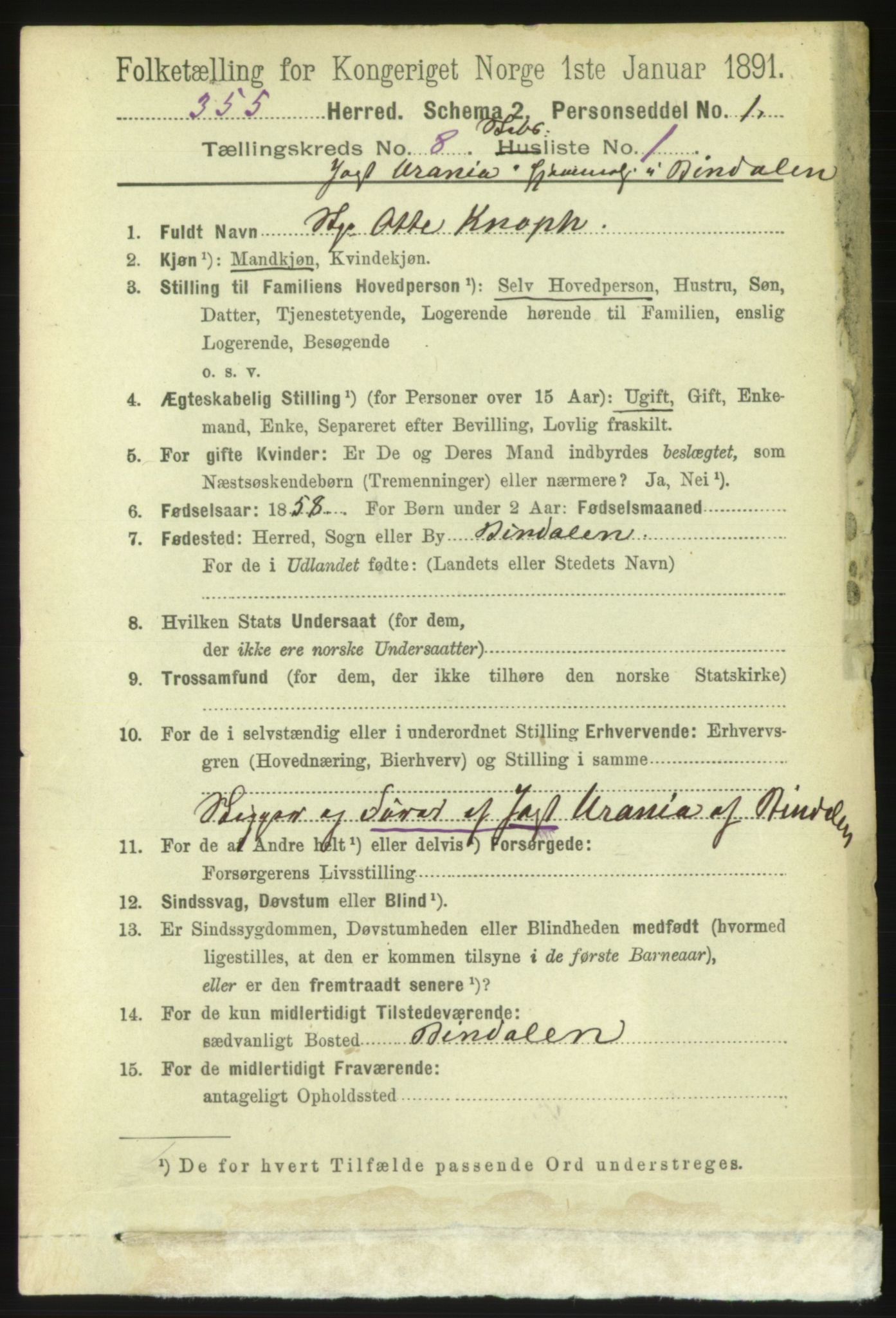 RA, 1891 census for 1632 Bjørnør, 1891, p. 3723