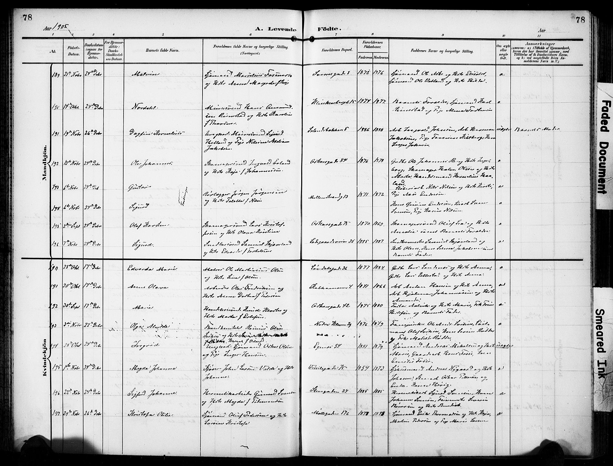 Domkirken sokneprestkontor, AV/SAST-A-101812/001/30/30BB/L0018: Parish register (copy) no. B 18, 1903-1915, p. 78