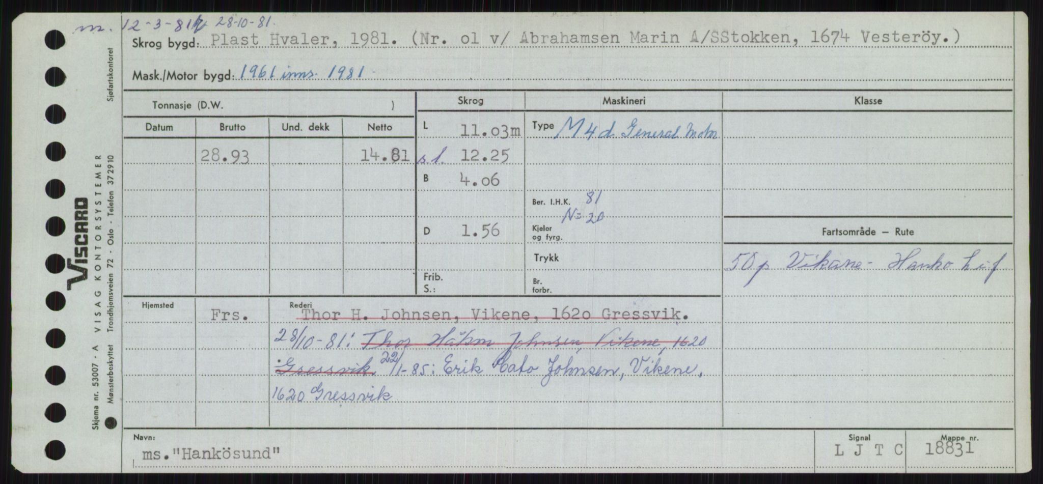 Sjøfartsdirektoratet med forløpere, Skipsmålingen, AV/RA-S-1627/H/Ha/L0002/0002: Fartøy, Eik-Hill / Fartøy, G-Hill, p. 441