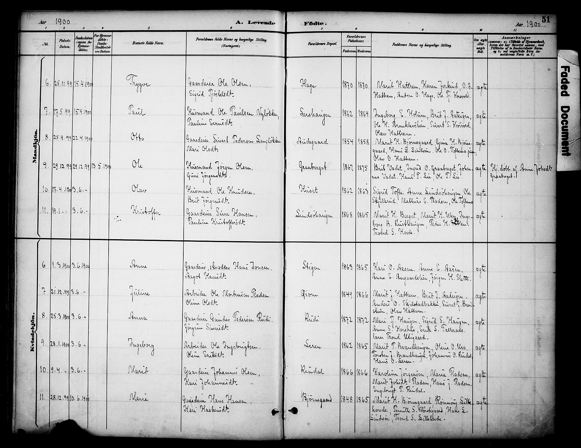 Dovre prestekontor, SAH/PREST-066/H/Ha/Haa/L0003: Parish register (official) no. 3, 1891-1901, p. 51