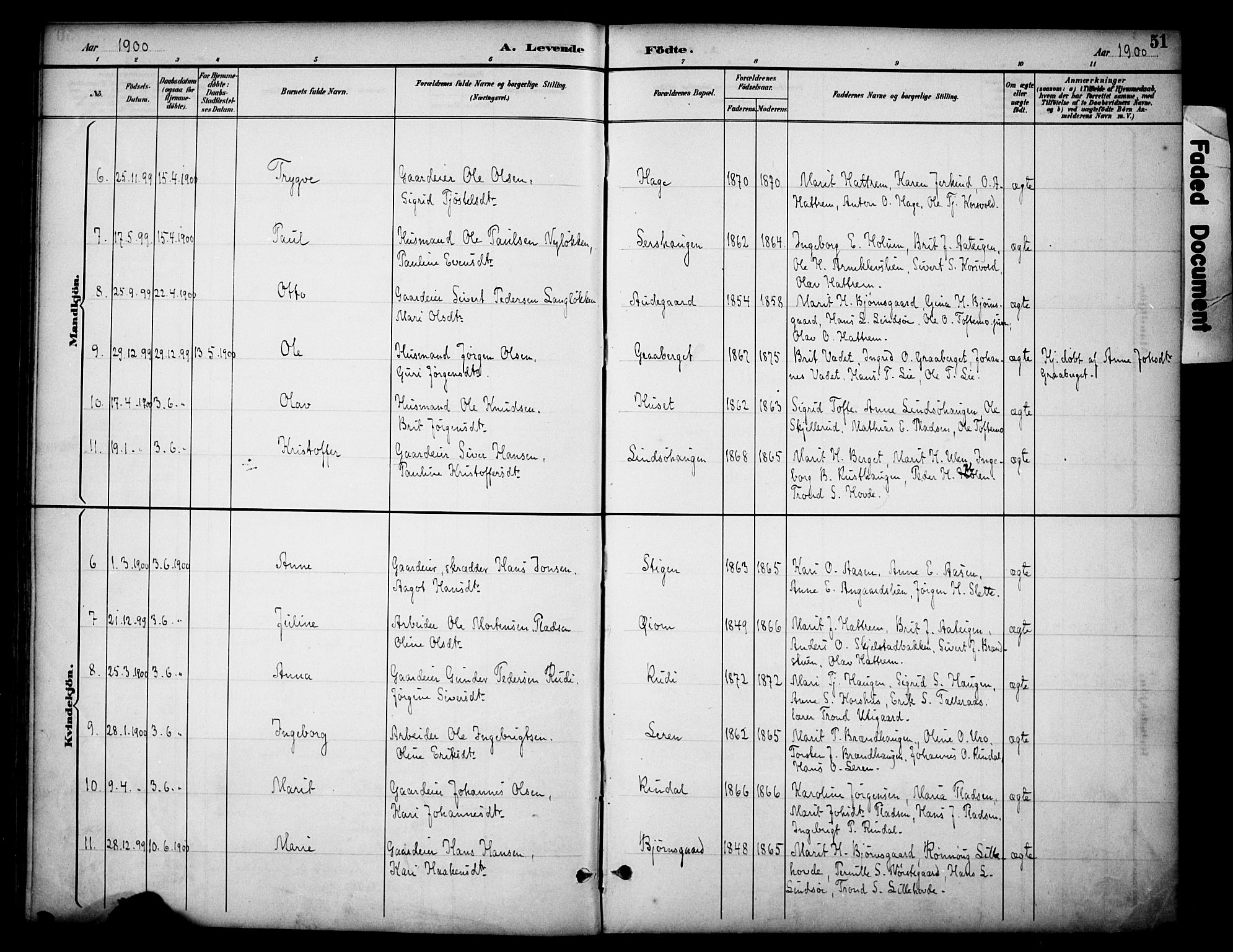 Dovre prestekontor, AV/SAH-PREST-066/H/Ha/Haa/L0003: Parish register (official) no. 3, 1891-1901, p. 51