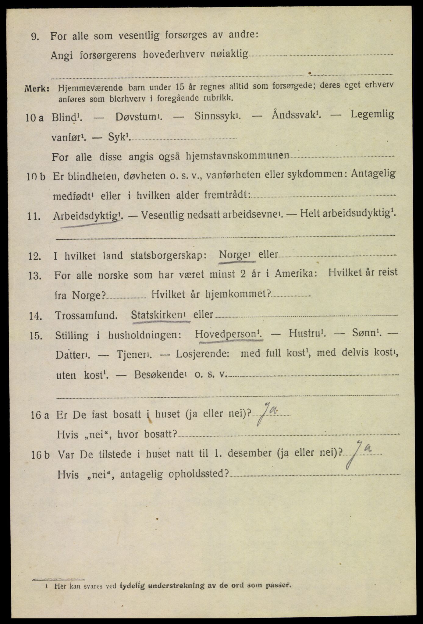 SAH, 1920 census for Stange, 1920, p. 14616