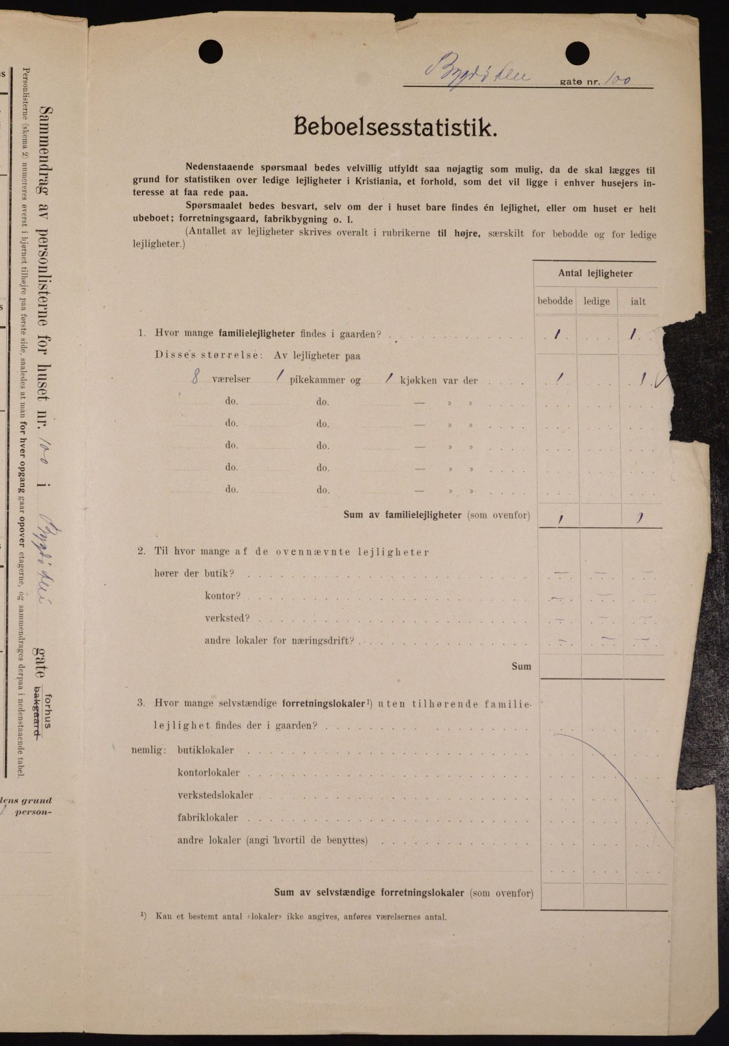 OBA, Municipal Census 1909 for Kristiania, 1909, p. 9991