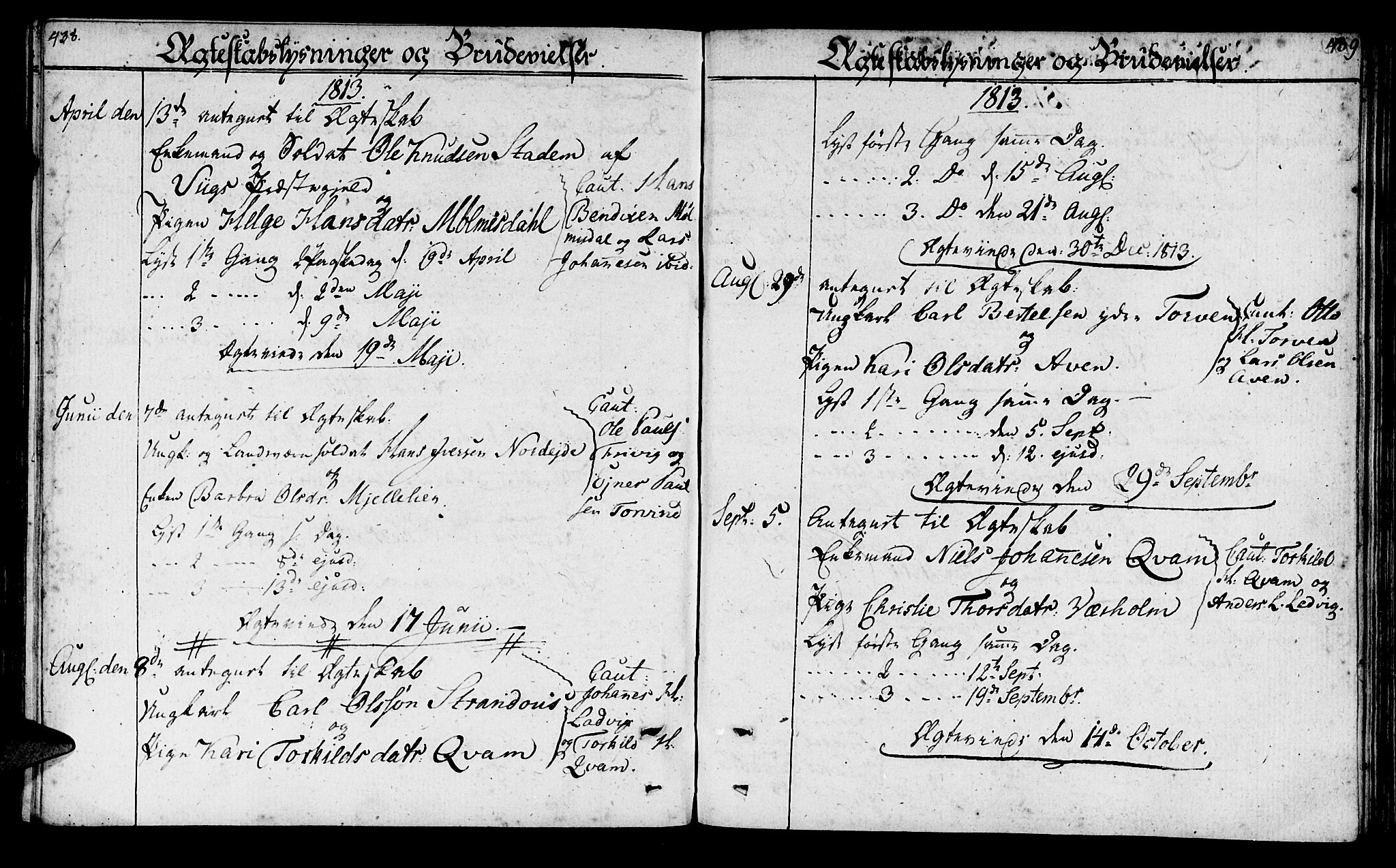 Lavik sokneprestembete, SAB/A-80901: Parish register (official) no. A 1, 1809-1822, p. 438-439
