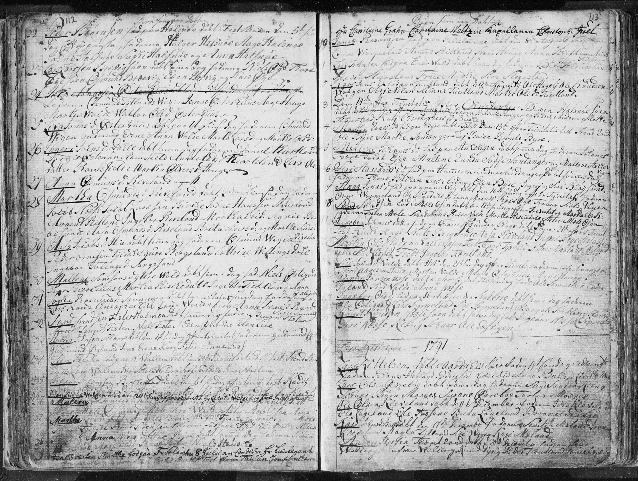 Hjelmeland sokneprestkontor, AV/SAST-A-101843/01/IV/L0001: Parish register (official) no. A 1, 1760-1799, p. 112-113