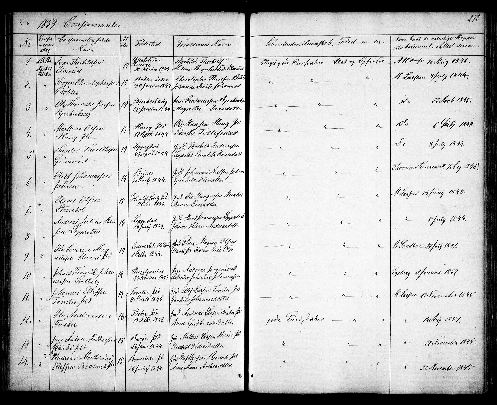 Hobøl prestekontor Kirkebøker, SAO/A-2002/F/Fa/L0003: Parish register (official) no. I 3, 1842-1864, p. 272