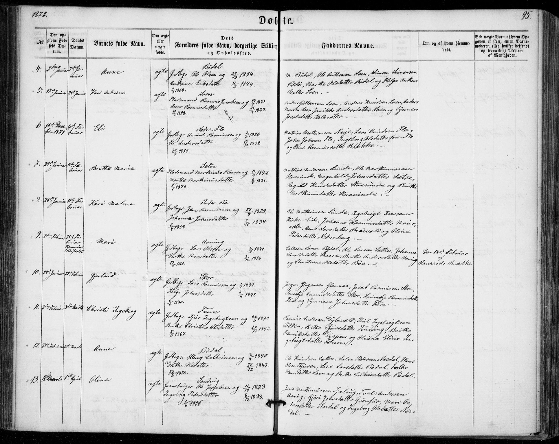 Stryn Sokneprestembete, AV/SAB-A-82501: Parish register (official) no. A 3, 1862-1877, p. 95