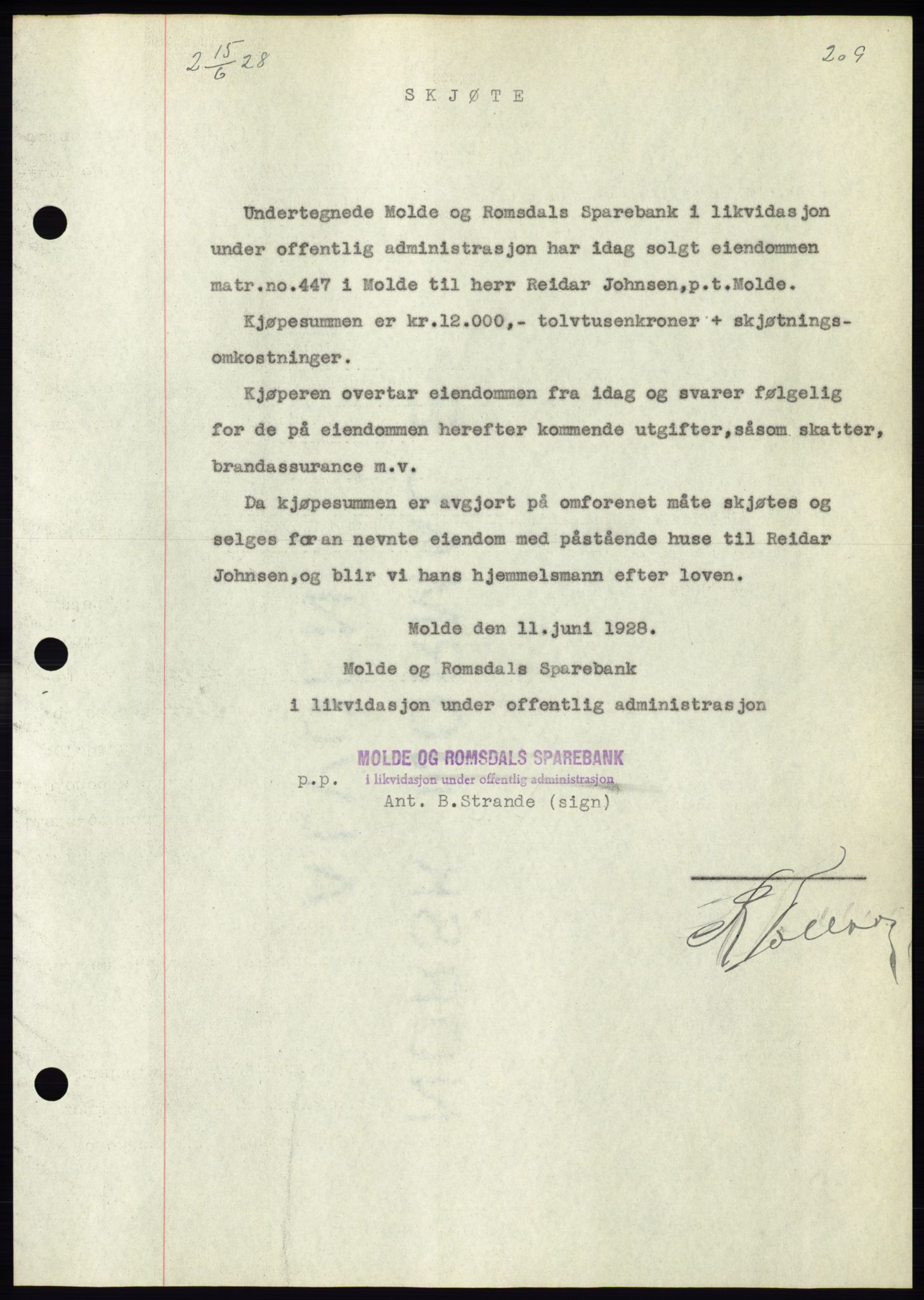 Molde byfogd, AV/SAT-A-0025/2/2C/L0011: Mortgage book no. 11, 1926-1932, Deed date: 15.06.1928