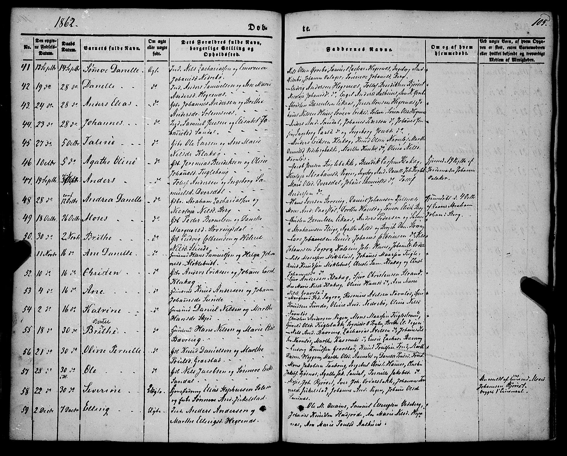 Jølster sokneprestembete, SAB/A-80701/H/Haa/Haaa/L0010: Parish register (official) no. A 10, 1847-1865, p. 105